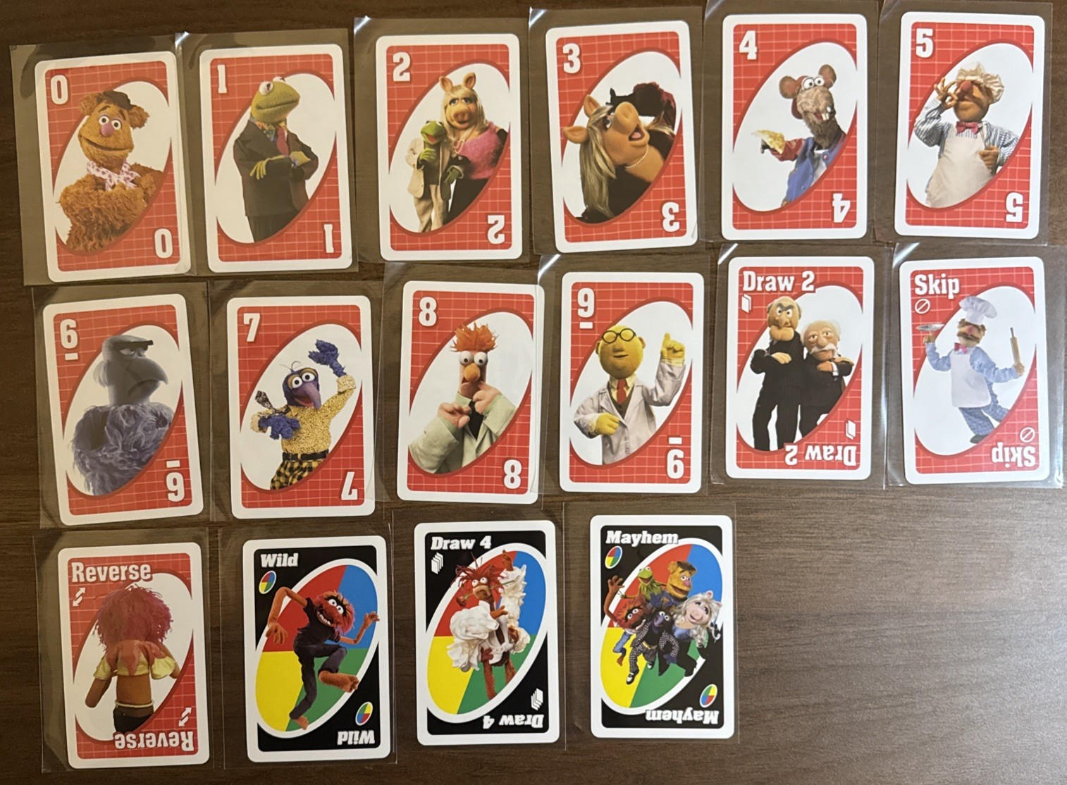 (16) Muppets Cast, 2003 Mattel Uno Playing Cards, Red, Lot of 16, NMMT (16) Muppets Cast, 2003 Mattel Uno Playing Cards, Red, Lot of 16, NMMT