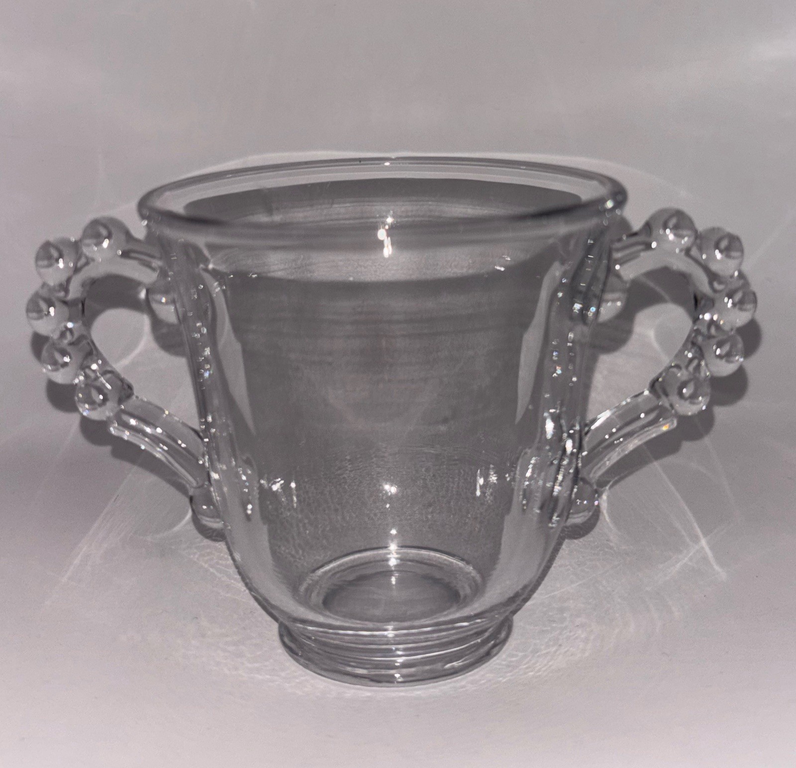Vintage Imperial Glass Candlewick Open Sugar Bowl, Two Handled, Clear Glass