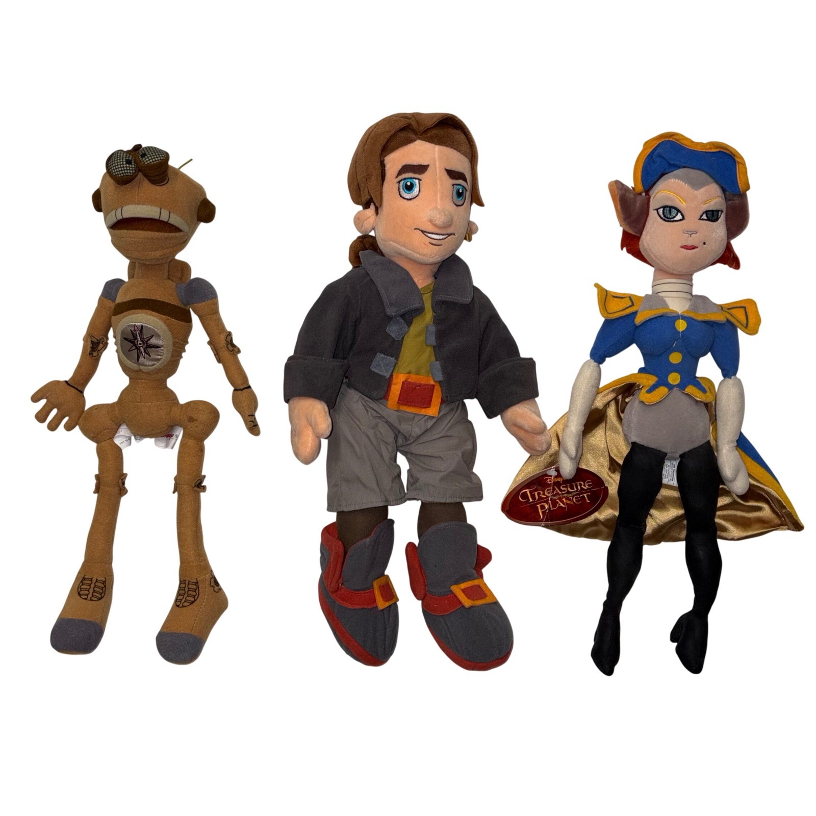Disney Store Treasure Planet Plush Set Jim Hawkins Captain Amelia B.E.N. 15 Inch