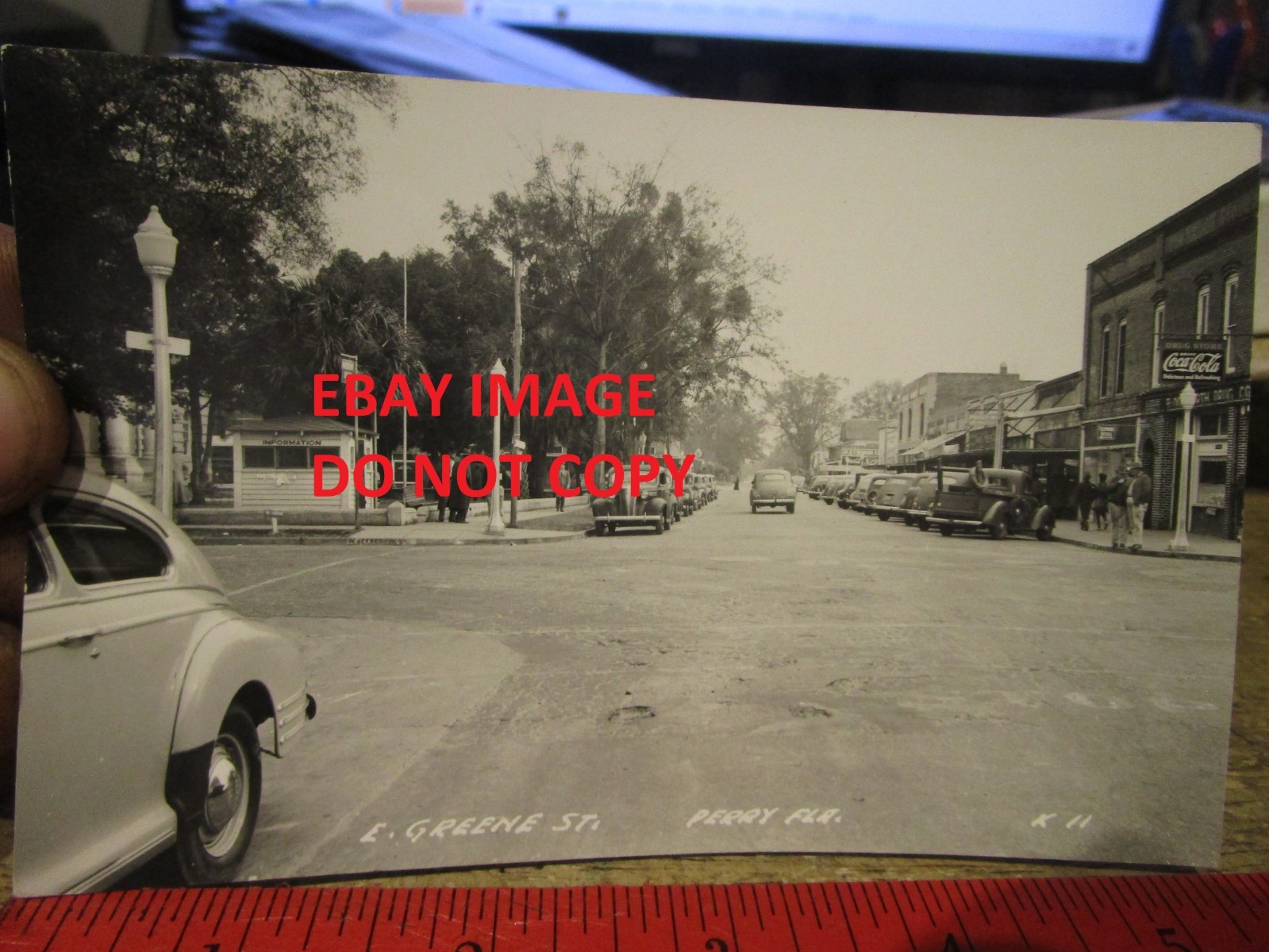 RARE OLD PICTURE PHOTO Real Postcard RPPC Perry Florida E Greene Street Downtown RARE OLD PICTURE PHOTO Real Postcard RPPC Perry Florida E Greene Street Downtown