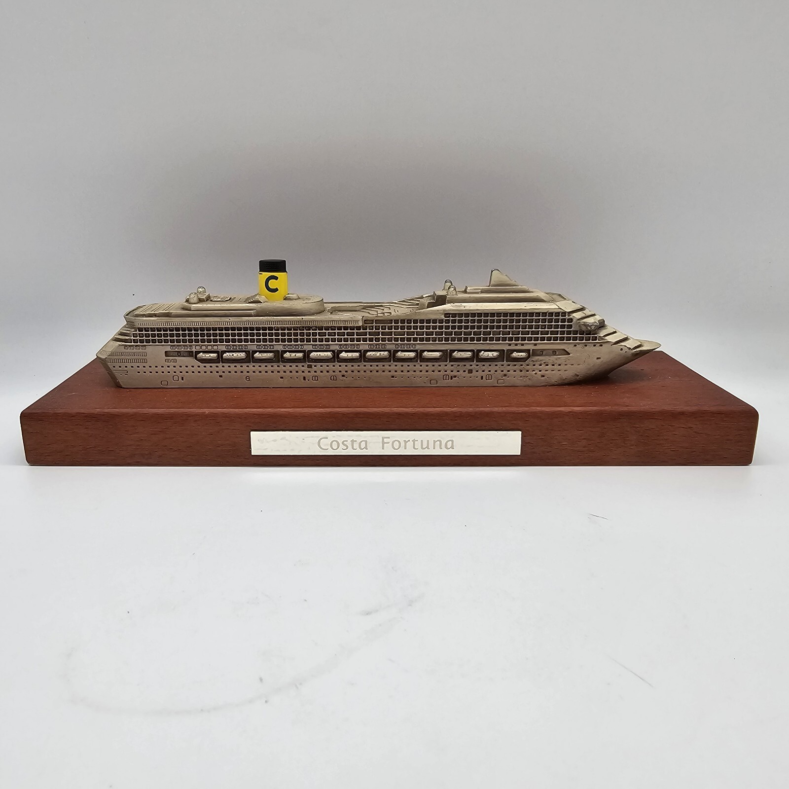 Vintage Fratelli Pazzaglia Costa Fortuna Cruise Ship Ocean Liner Model Wood Base