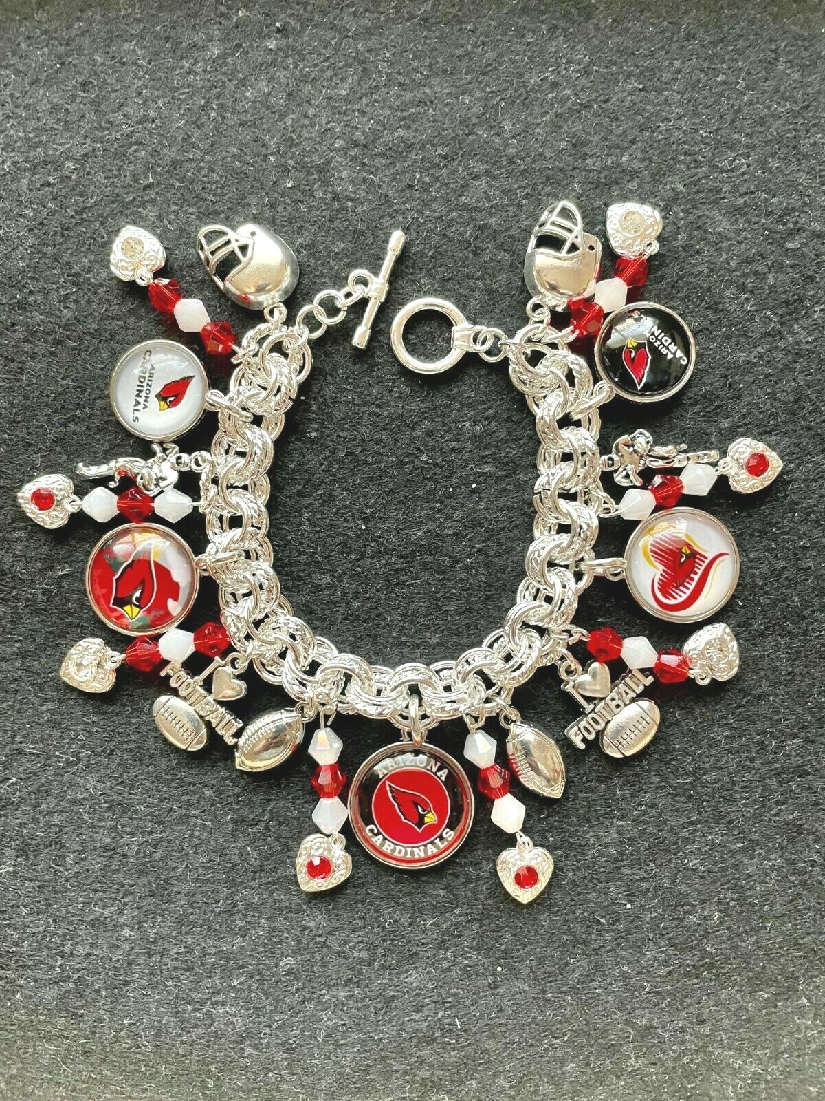 Arizona Cardinals Charm Bracelet, FREE SHIPPING Arizona Cardinals Charm Bracelet, FREE SHIPPING
