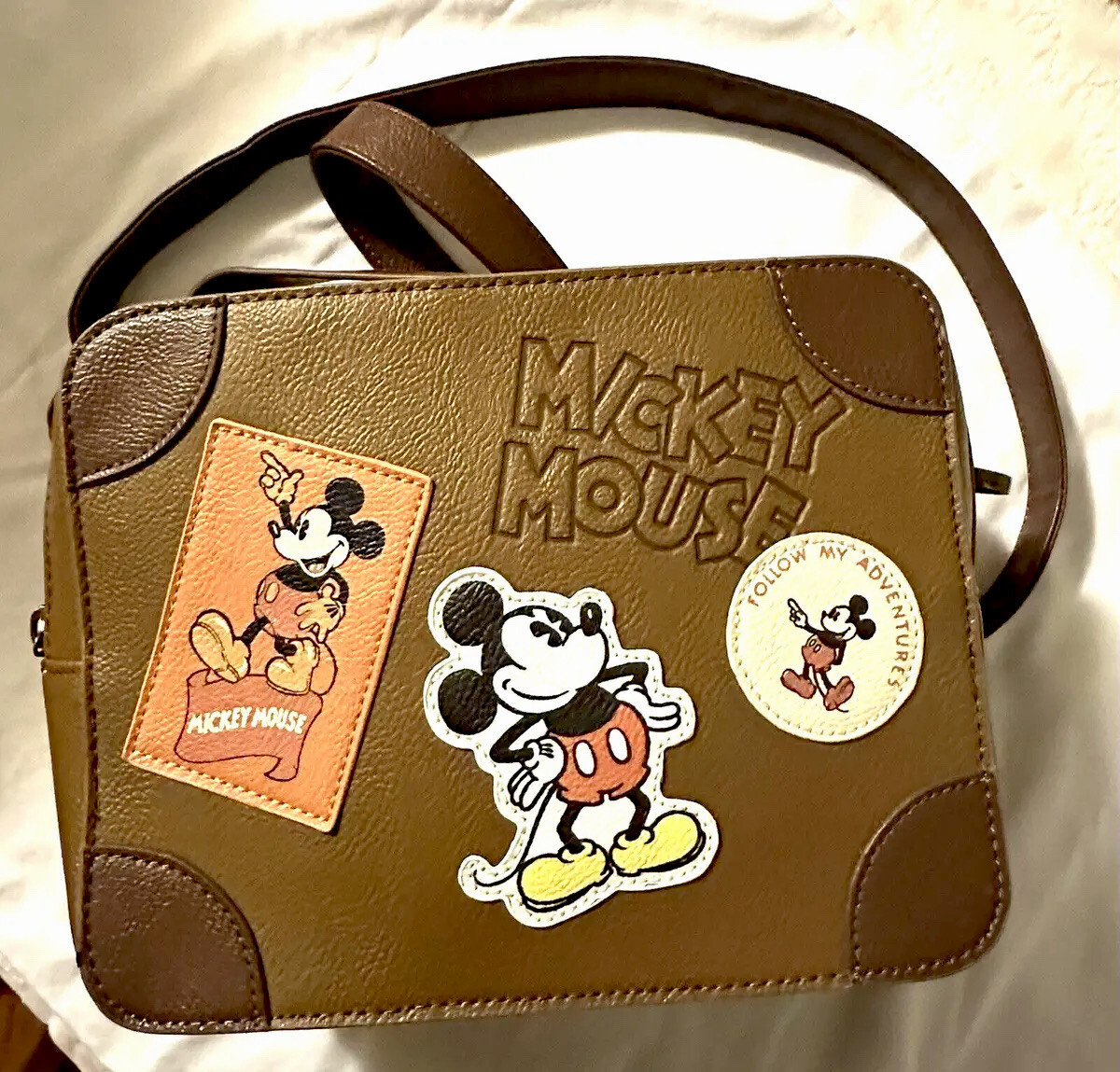 LOUNGEFLY DISNEY VTGE-MICKEY MOUSE CROSSBODY BROWN HANDBAG PURSE NWOT-MAKE OFFER