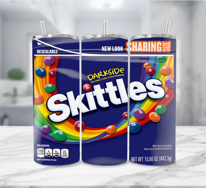 Skittles Darkside Candy Stainless Steel Tumbler Multicolor With Straw - 20 Ounce Skittles Darkside Candy Stainless Steel Tumbler Multicolor With Straw - 20 Ounce
