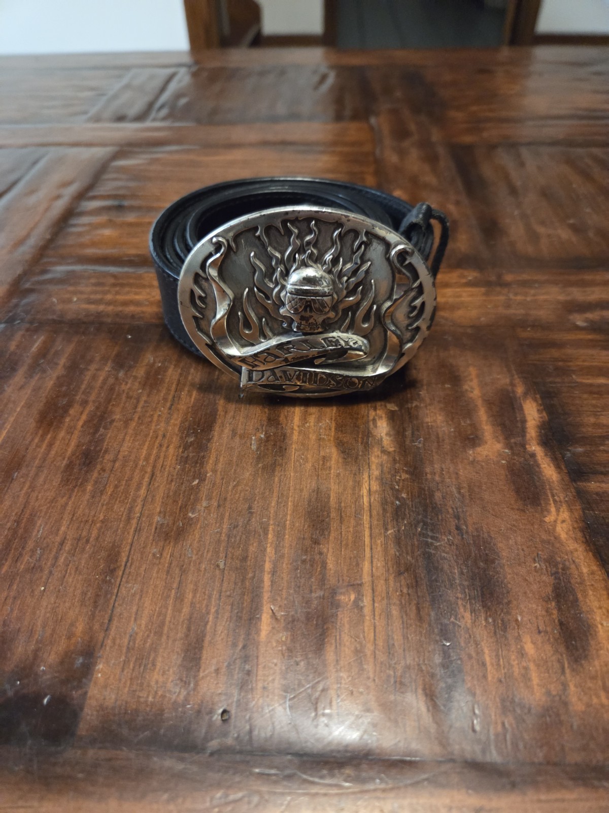 Vintage Rare 2005 Authentic Harley-Davidson Belt Buckle W/ Harley-Davidson Belt 
