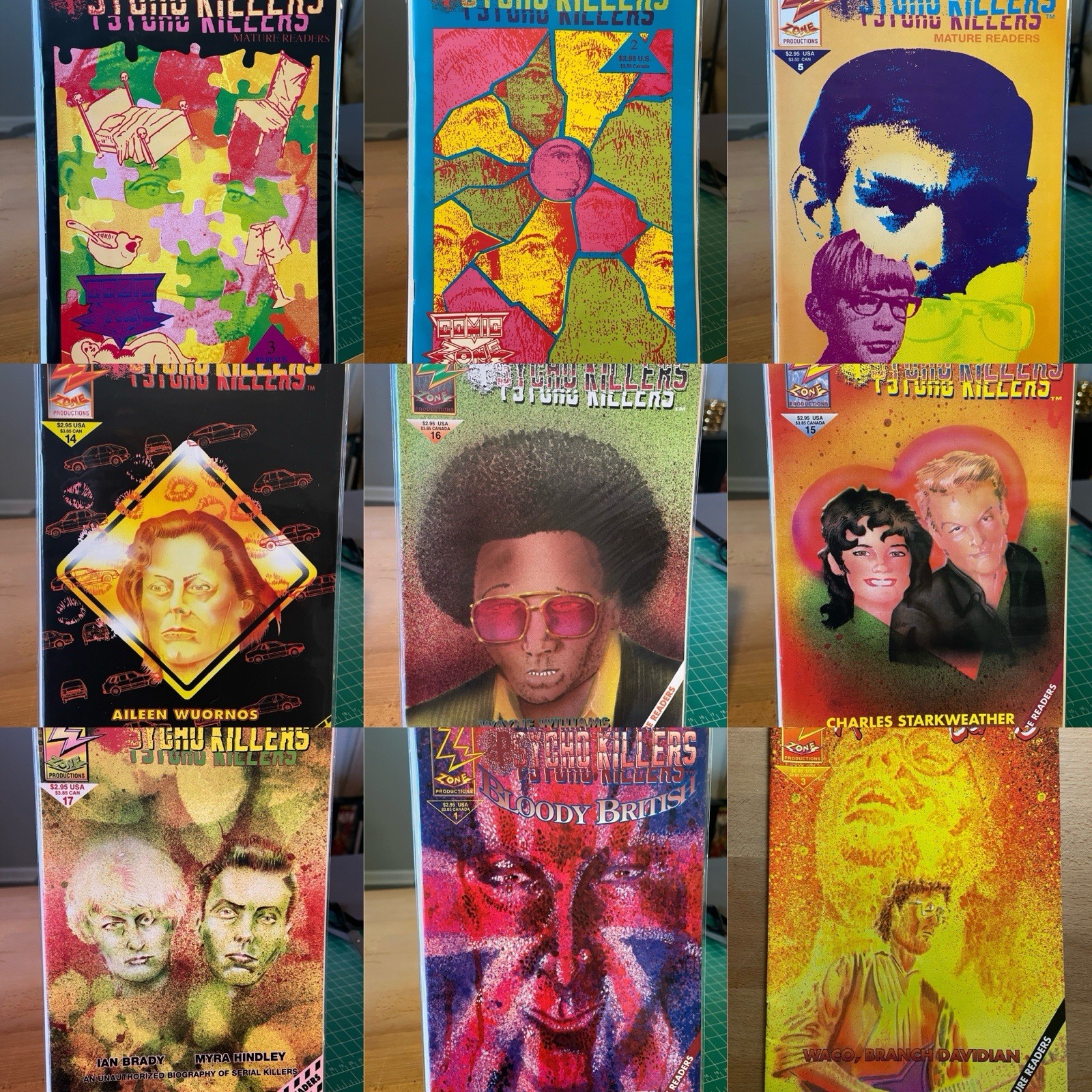 Psycho Killer Comic Lot: 9 Indie Comics: Ed Gein, Son Of Sam, Dahmer + More