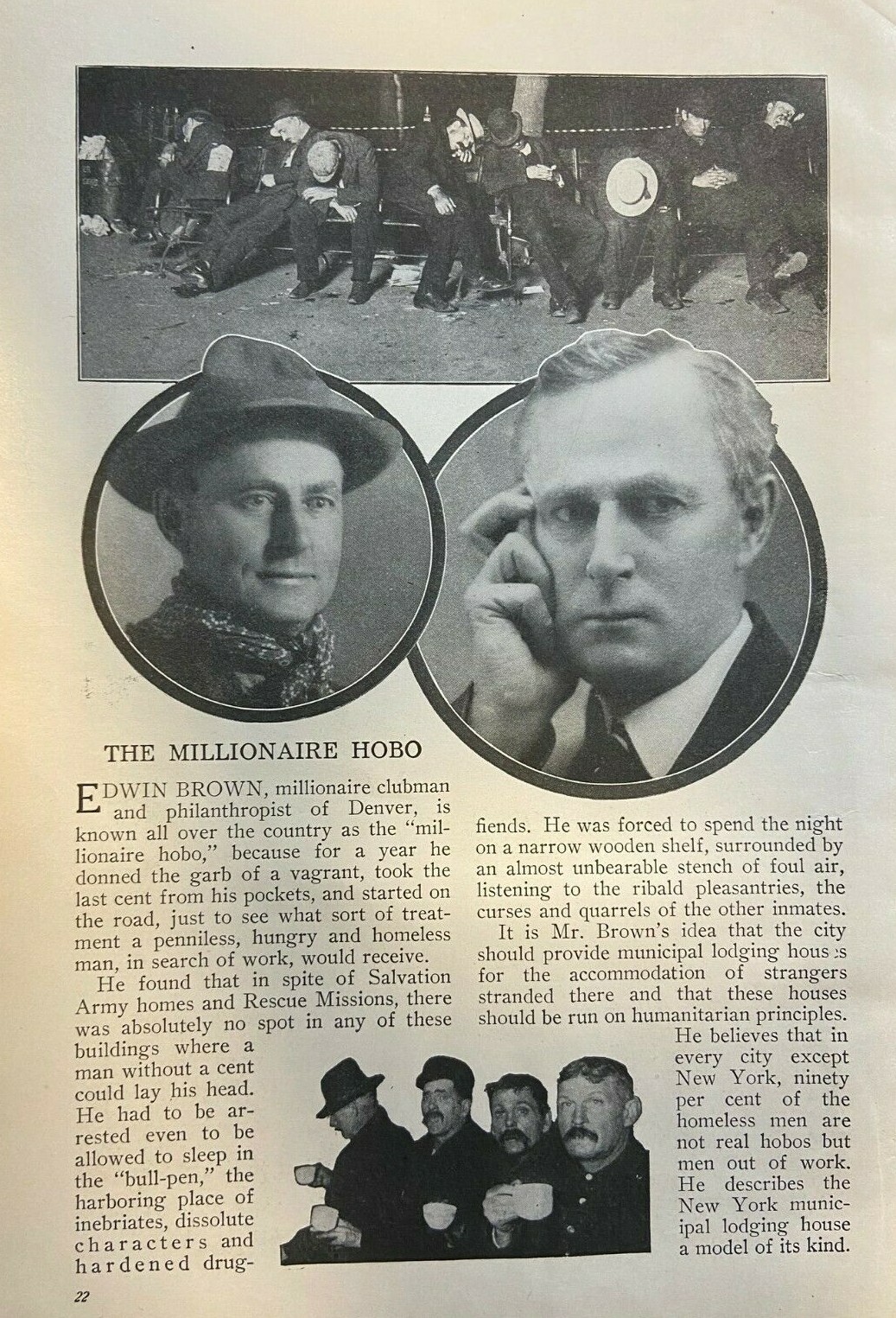 1912 Denver Philanthropist Edwin Brown Millionaire Hobo