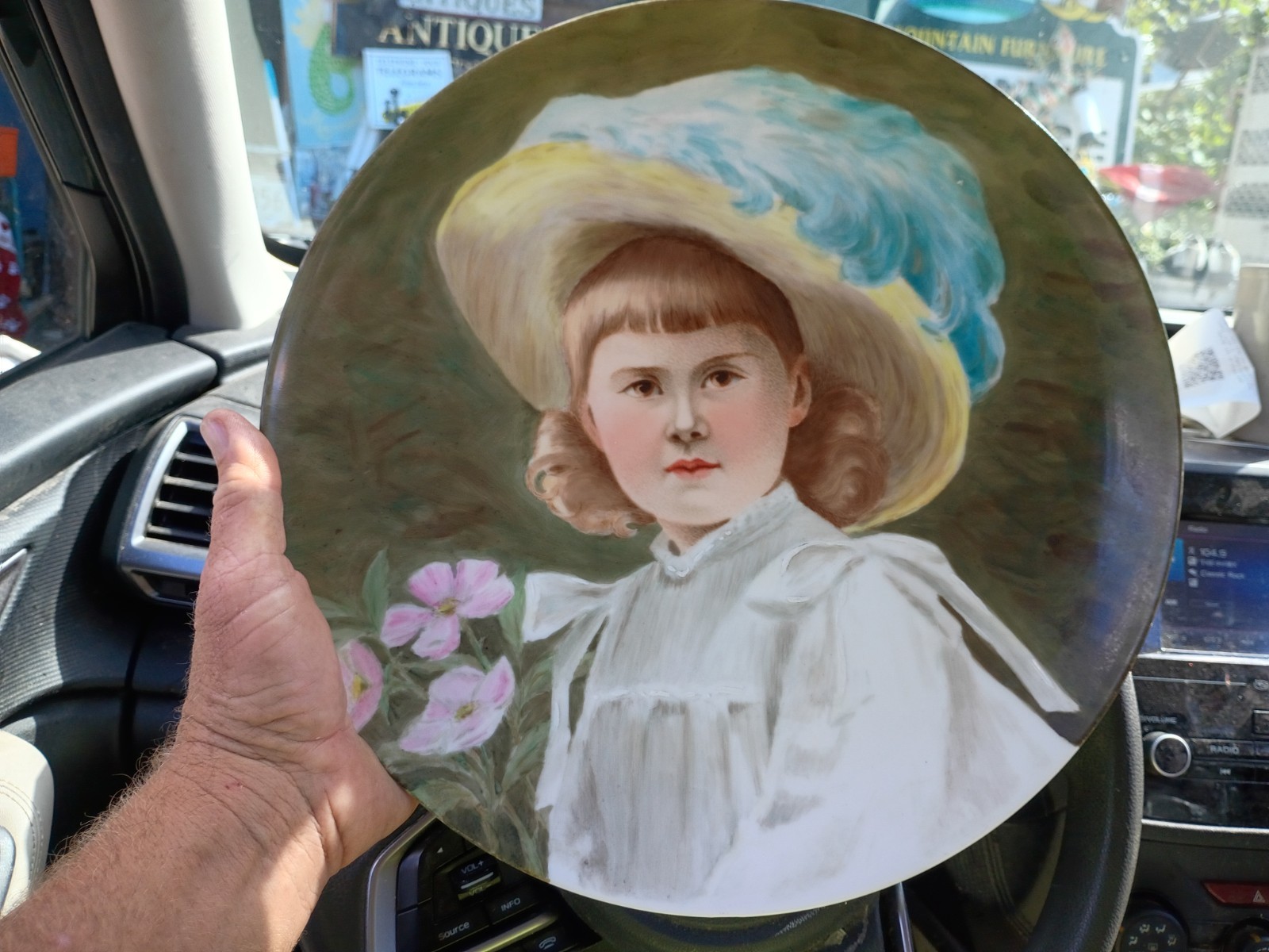 Old Antique Hand Painted Portrait Plate Limoges NY Newport Socialite Young Girl