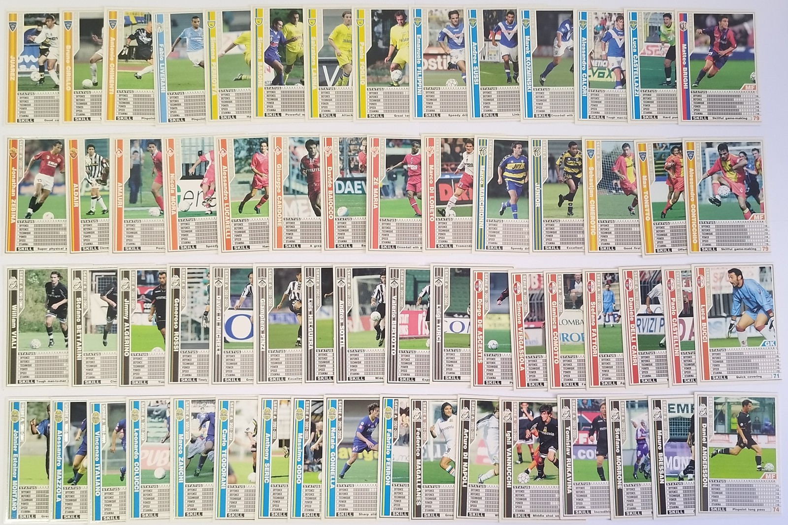 Panini Sega WCCF 2001-02 Lot 62 Various Cards Series A Perrotta Aldair Amauri