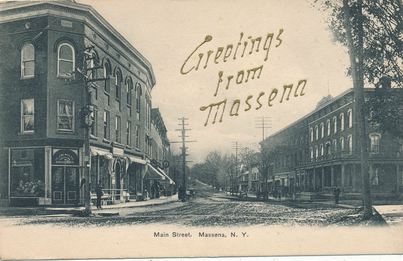Main Street Scene Massena NY Greetings Fridge Magnet