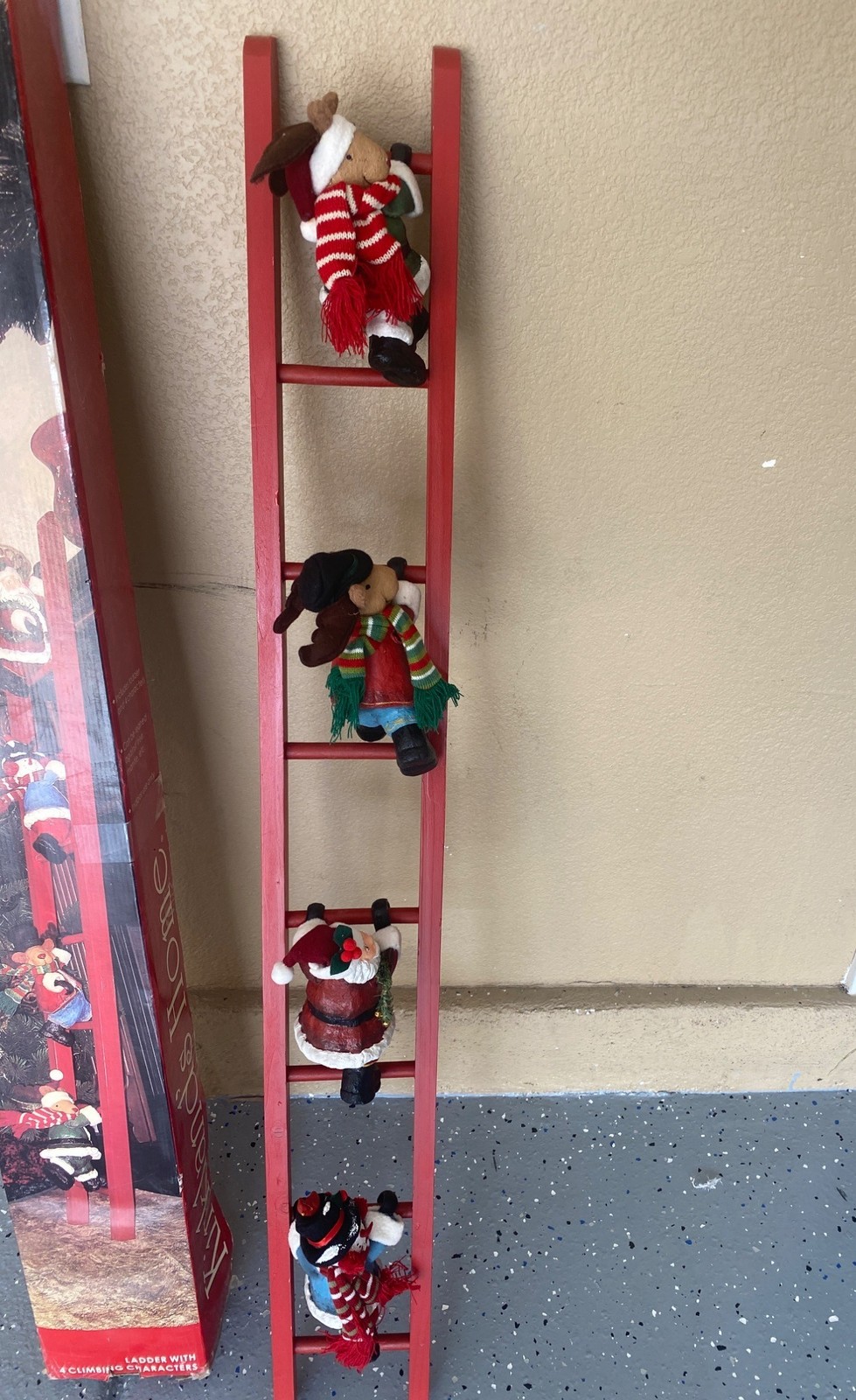 Kirkland\'s Home Christmas Ladder with 4 Climbing Characters w/Box Vintage 48\