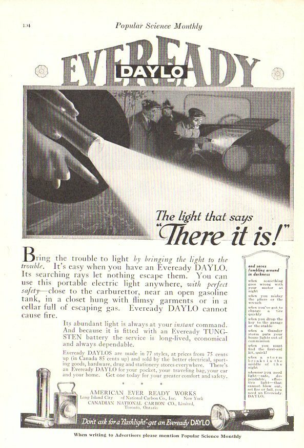 Daylo Eveready Batteries Ad-1917 Popular Science Monthly Daylo Eveready Batteries Ad-1917 Popular Science Monthly