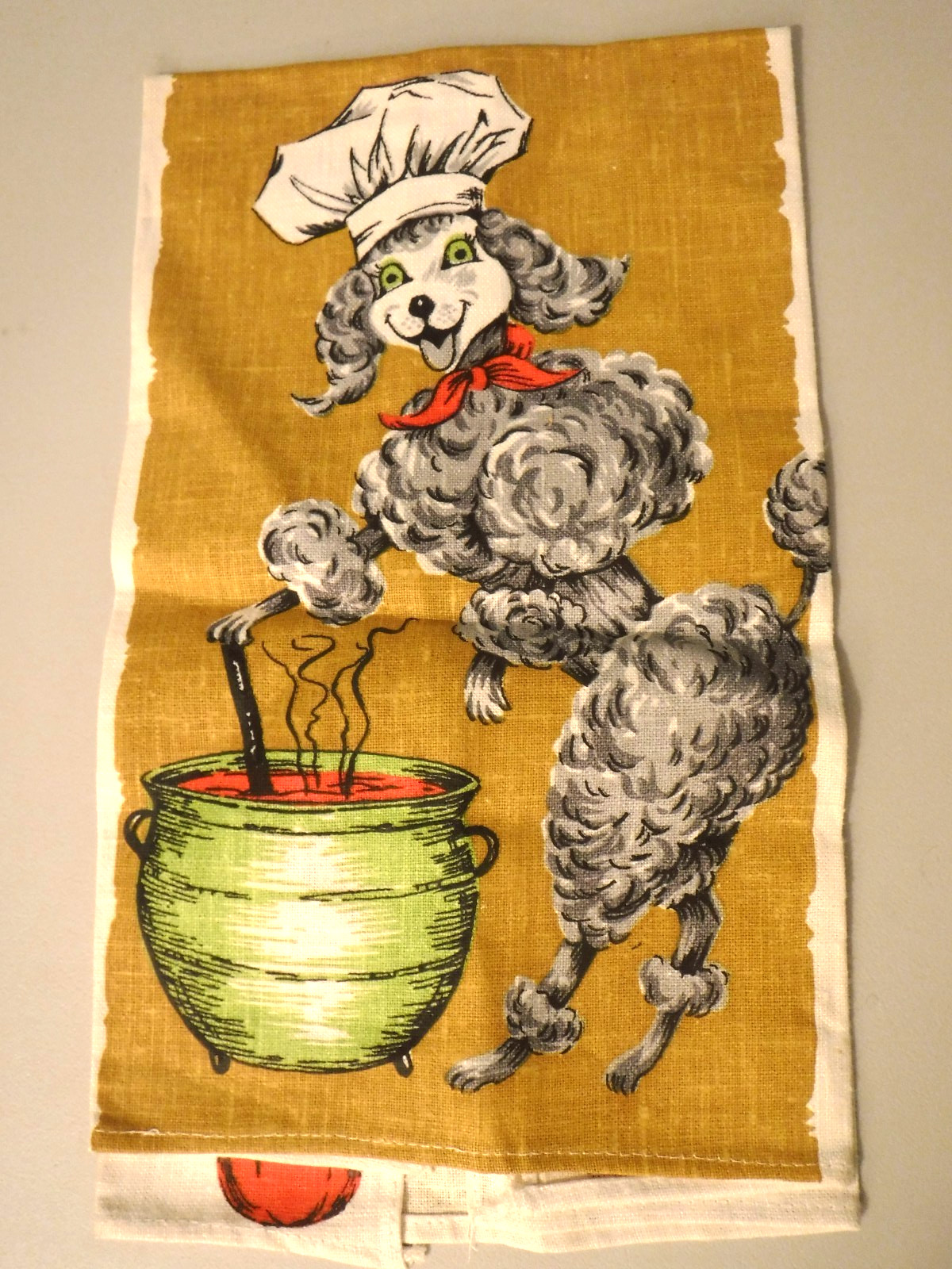 NEW Vintage Linen POODLE CHEF Kitchen Tea Dish Towel Dog Cooking Baking Cute NEW Vintage Linen POODLE CHEF Kitchen Tea Dish Towel Dog Cooking Baking Cute