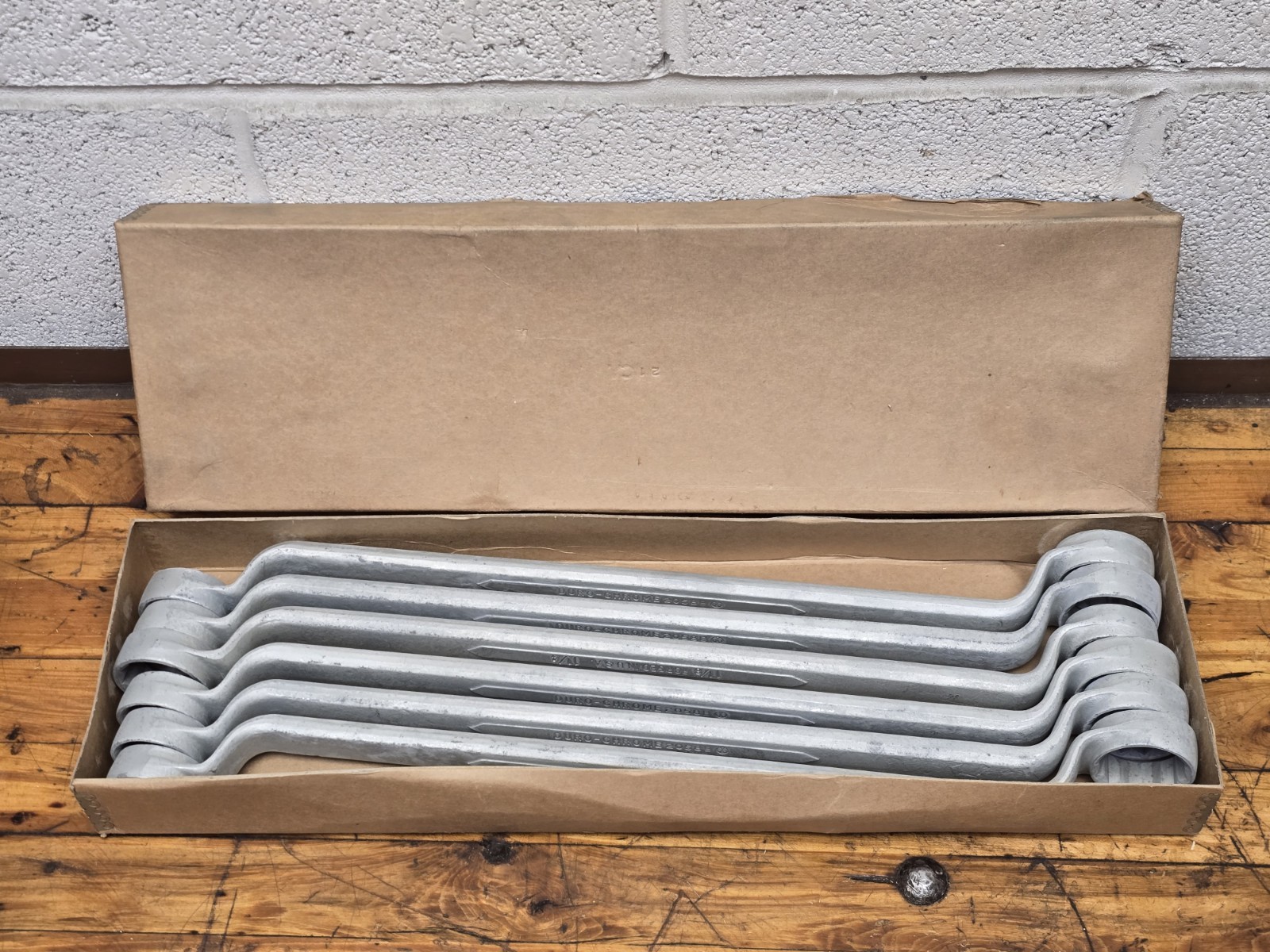 Vintage NOS Duro Chrome USA Double Box End Wrenches 1-1/8\