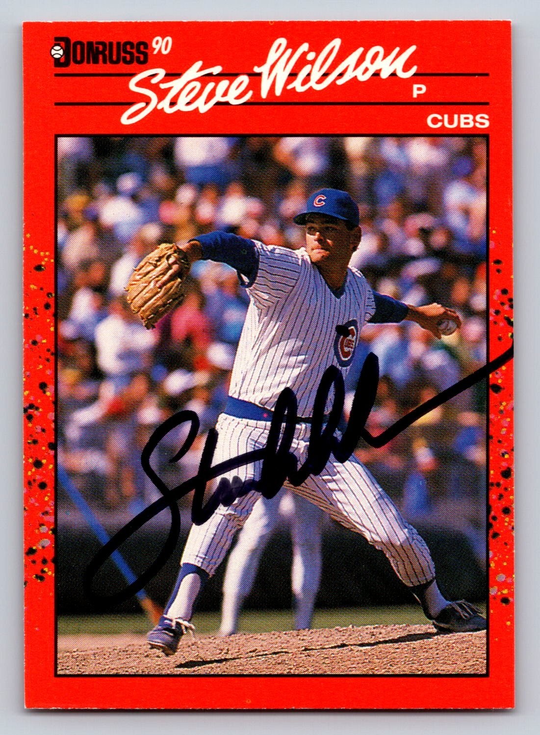 1990 Donruss Steve Wilson Autographed Baseball Card Cubs P #394