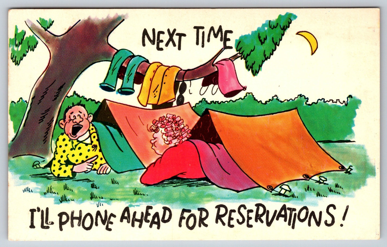 Vintage Postcard, Humor, Camping, Plastichrome Vintage Postcard, Humor, Camping, Plastichrome