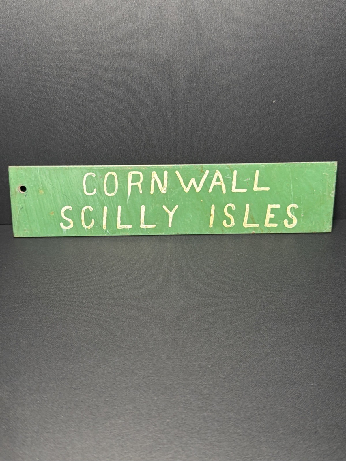 VTG Metal Hand Painted British Postal Office 8x2” Cornwall Scilly Isles UK WOW