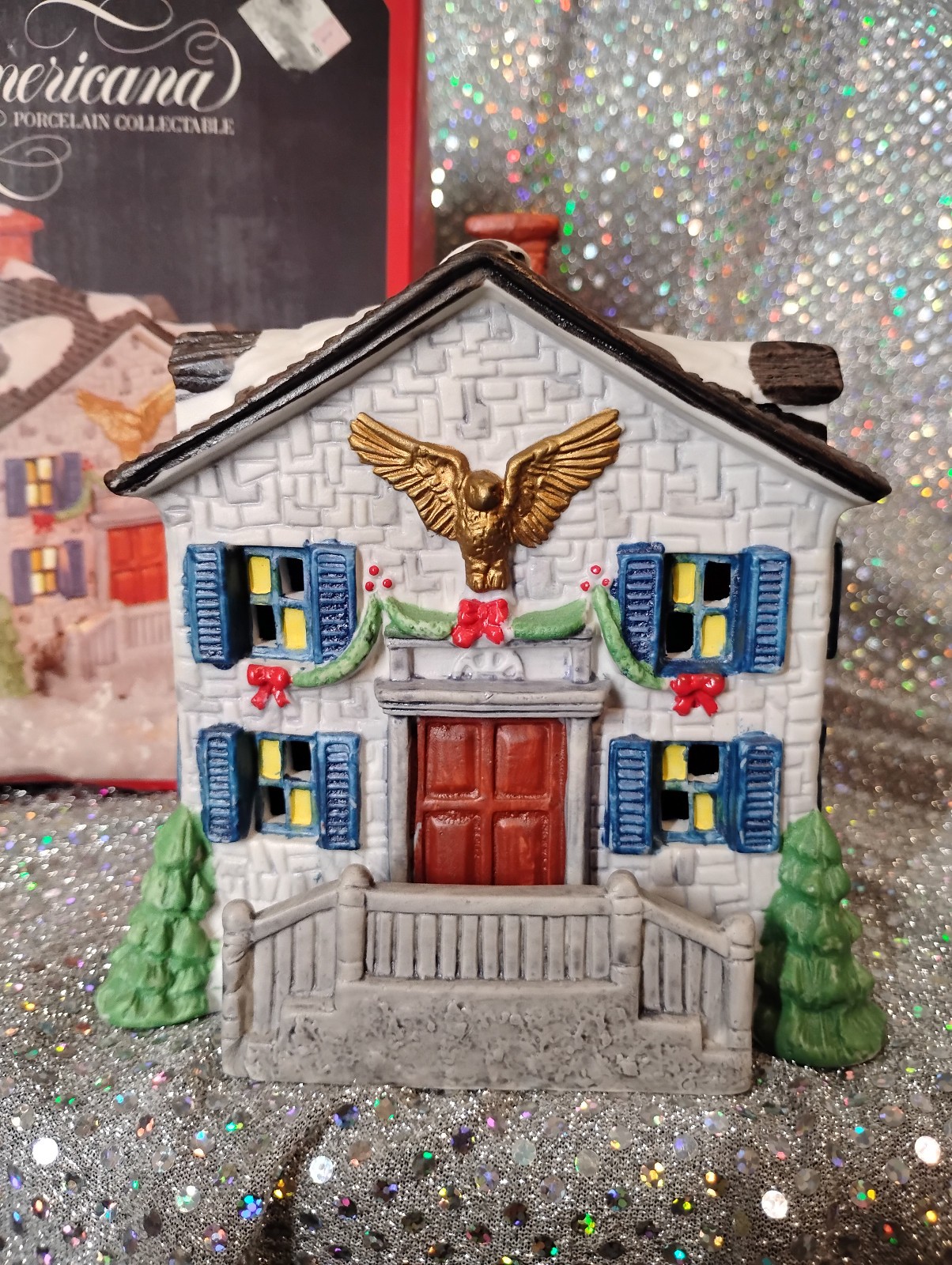 Americana Lighted Christmas Village House Cottage 1992 Americana Lighted Christmas Village House Cottage 1992