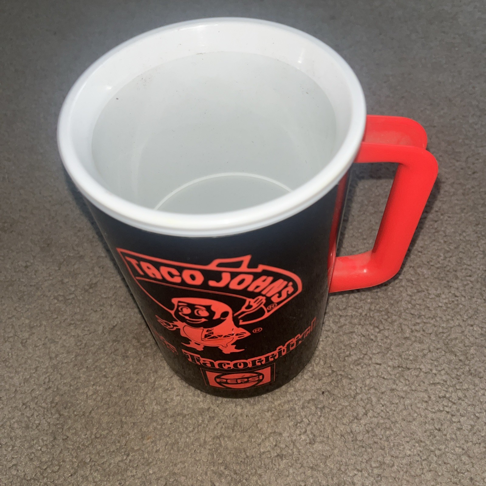 Taco Johns Tacorriffic Big Red and Black  Drinking Cups Mug Handle Rare HTF