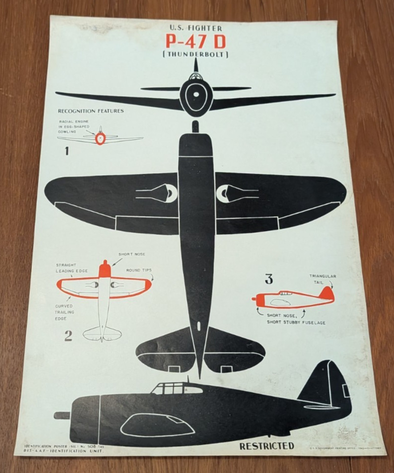 Republic P-47D Thunderbolt US Fighter Identification Poster No 508 July 1942