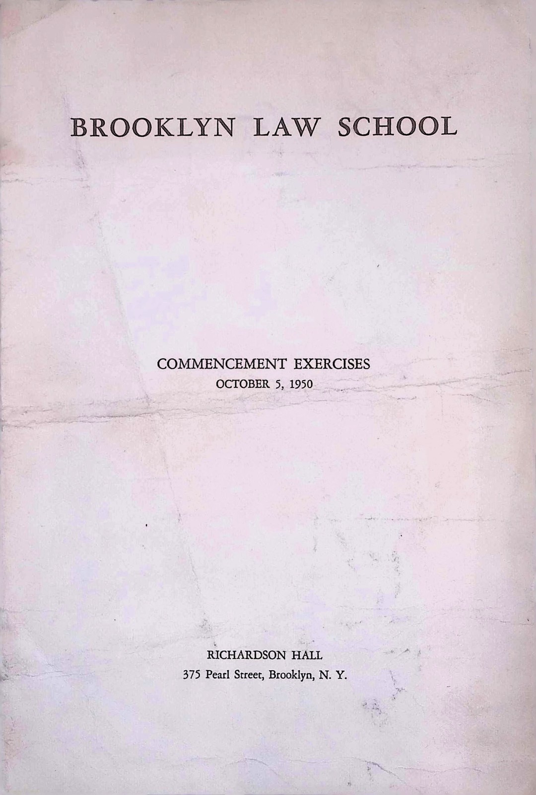 1950 Brooklyn Law School Commencement Program Cover Leaf Pearl St NYC 1950 Brooklyn Law School Commencement Program Cover Leaf Pearl St NYC