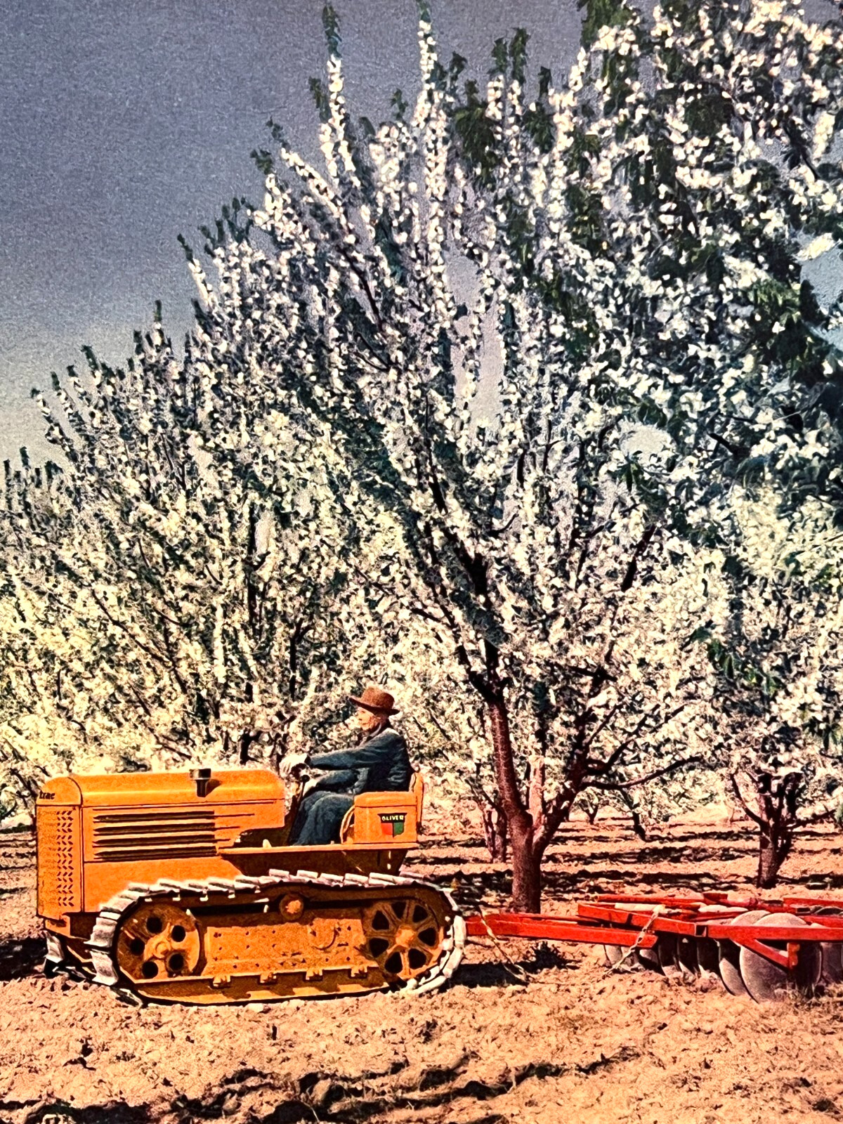 Vintage Oliver Farm Equipment Tractor Christmas Holiday Seasons Greetings Card