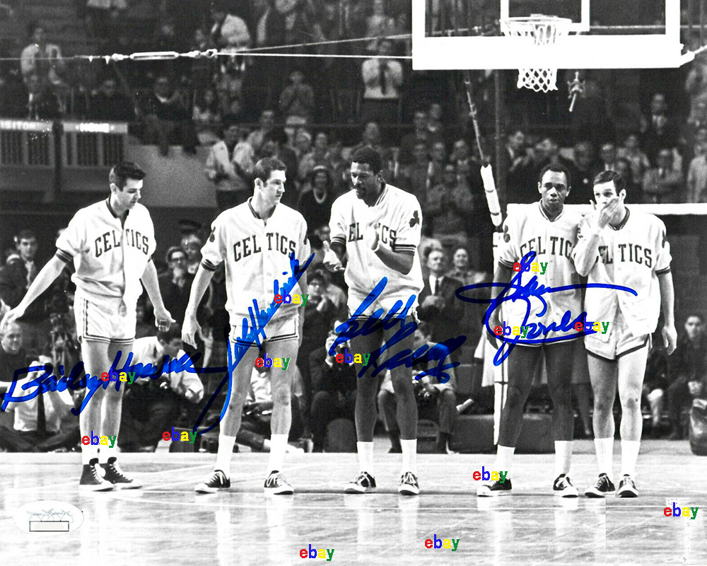 BILL RUSSELL JOHN HAVLICEK SAM JONES RED AUERBACH SIGNED REPRINT 8\