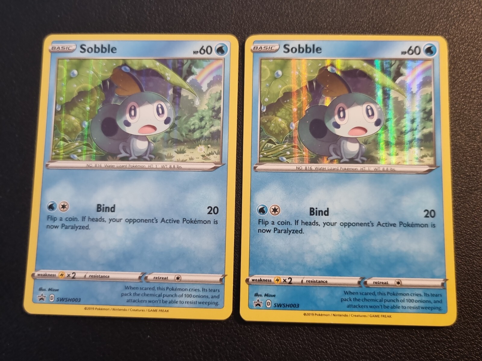 2x Pokemon Sword and Shield Sobble SWSH003 Black Star Promo Holo - Near MINT