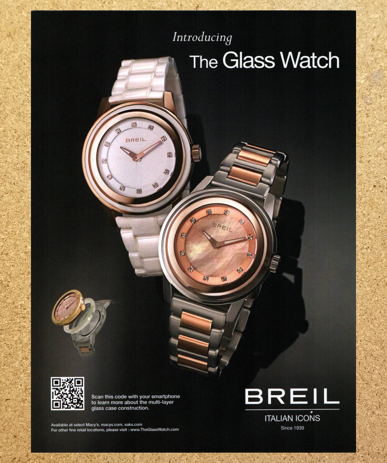 Breil the Glass Watch Italian Icons Designer - Print Ads Ephemera Art 2011 Breil the Glass Watch Italian Icons Designer - Print Ads Ephemera Art 2011