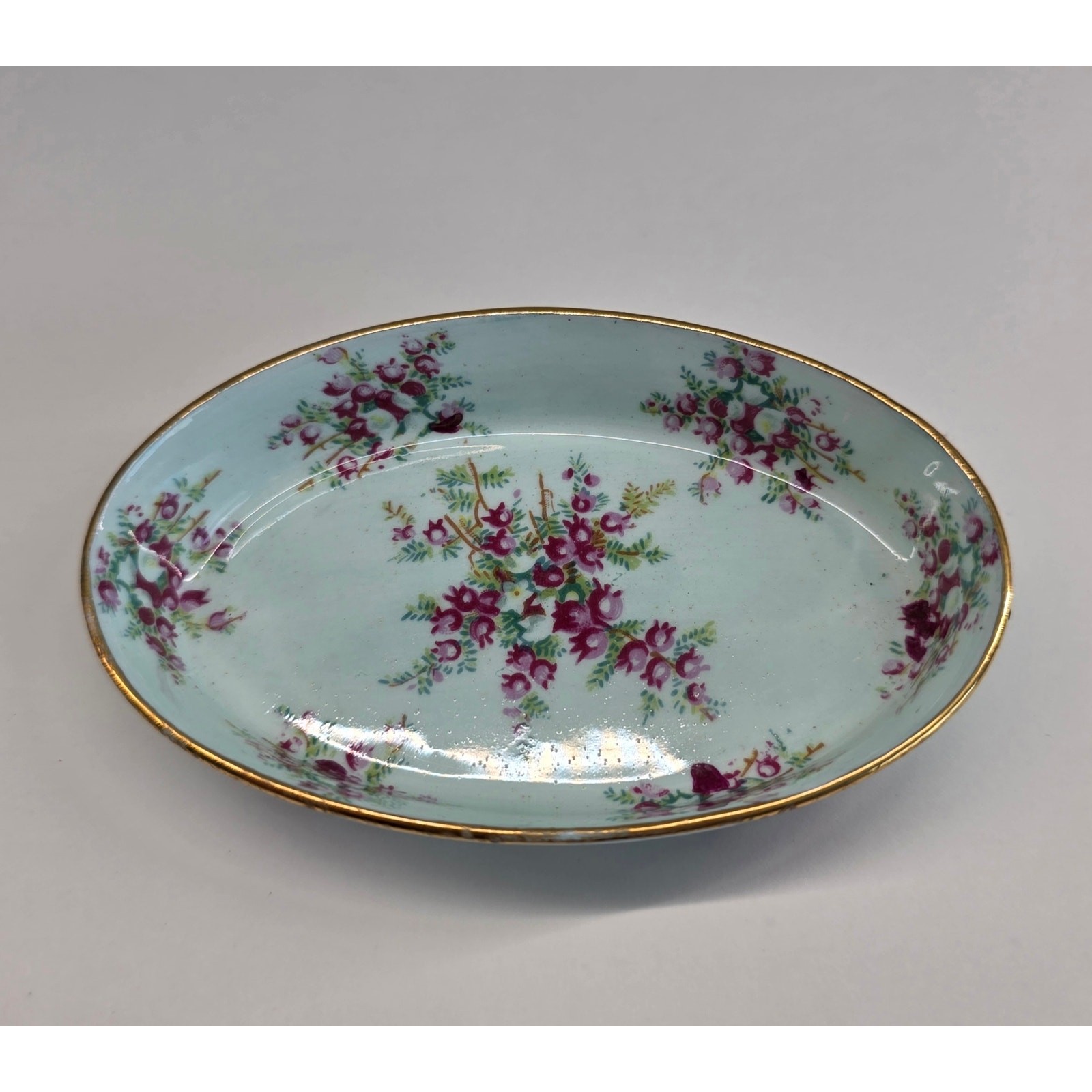 Royal Bone China England Floral Oval Dish Gold Trim Trinket Dish