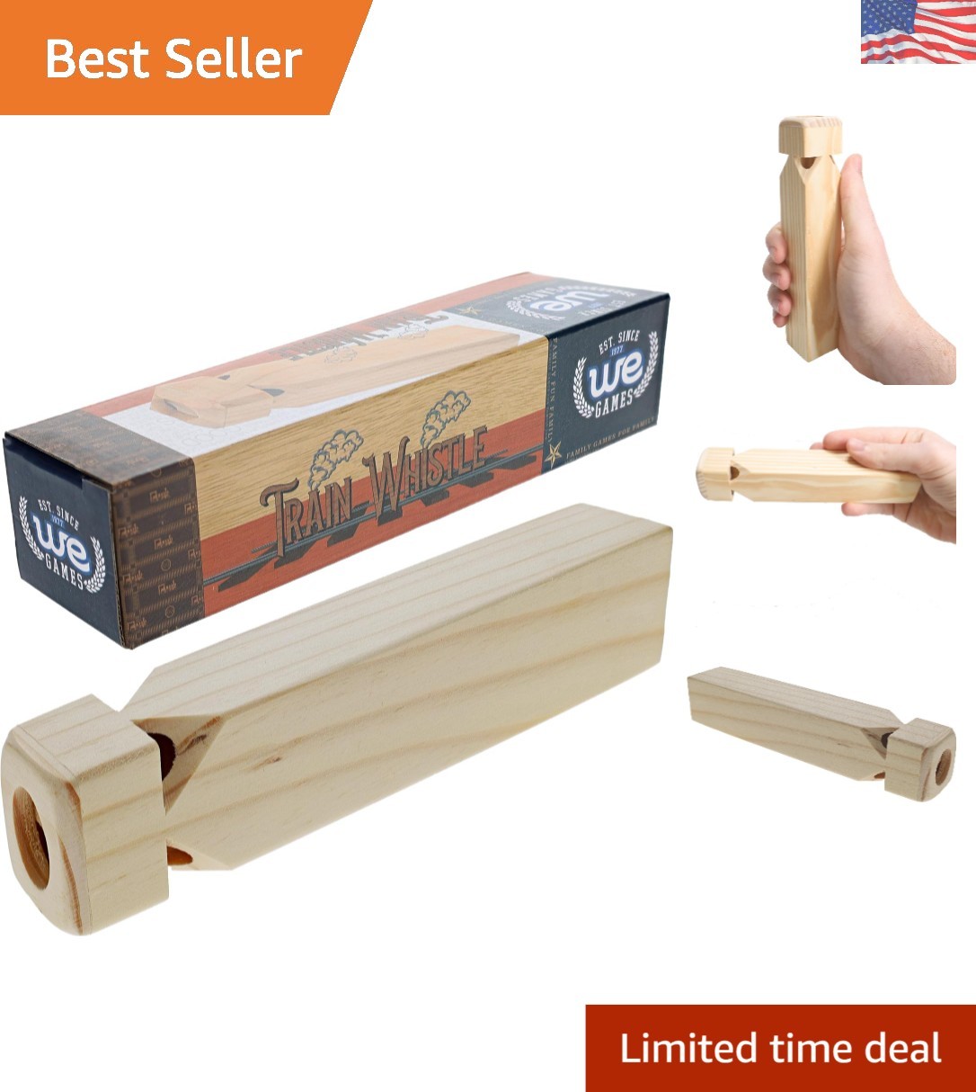 Handcrafted Vintage Wooden Train Whistle - Authentic Sound Gift for Enthusiasts