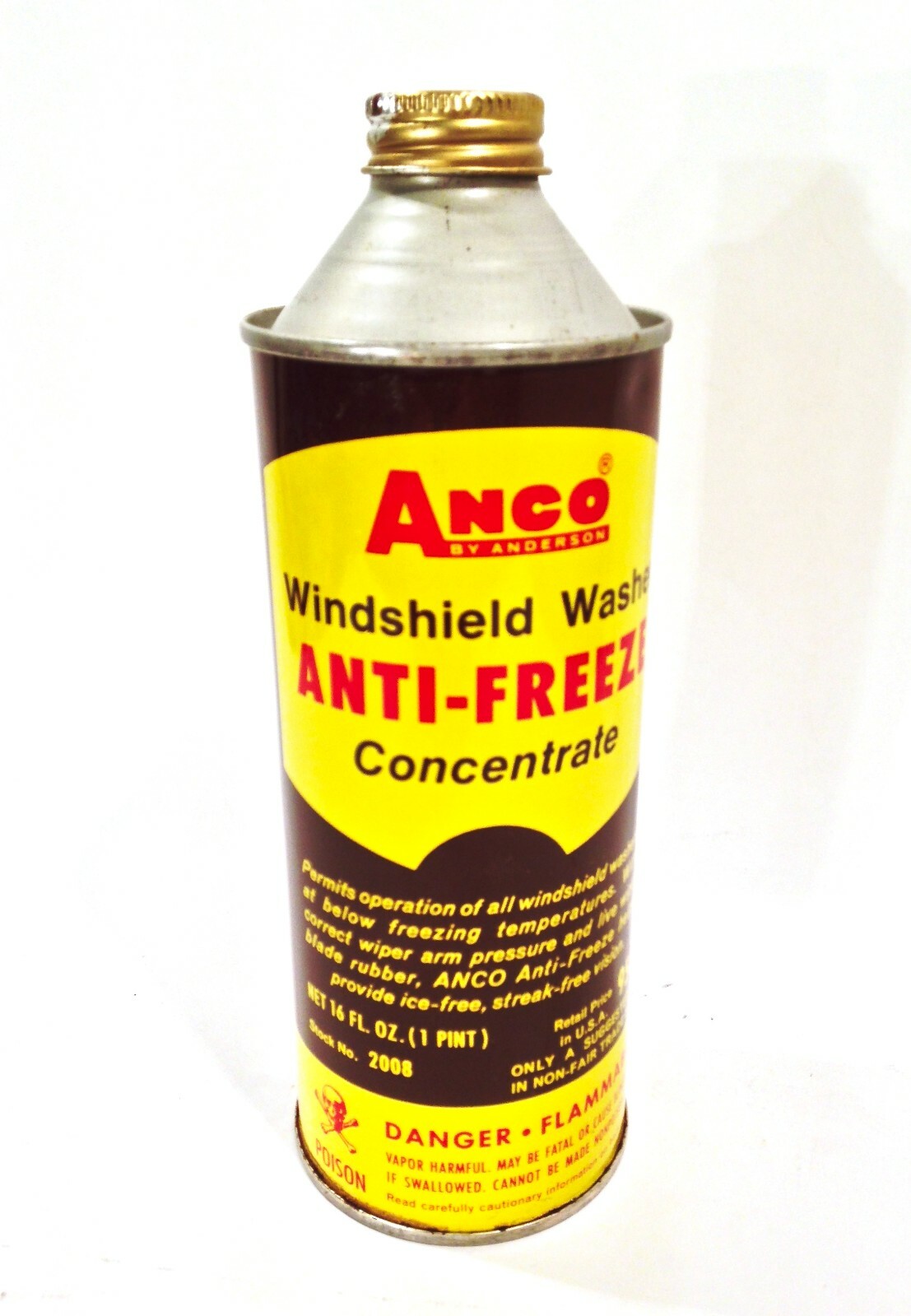 Vintage 1963-74 Anco Windshield Anti Freeze Oil Metal Advertising Can  