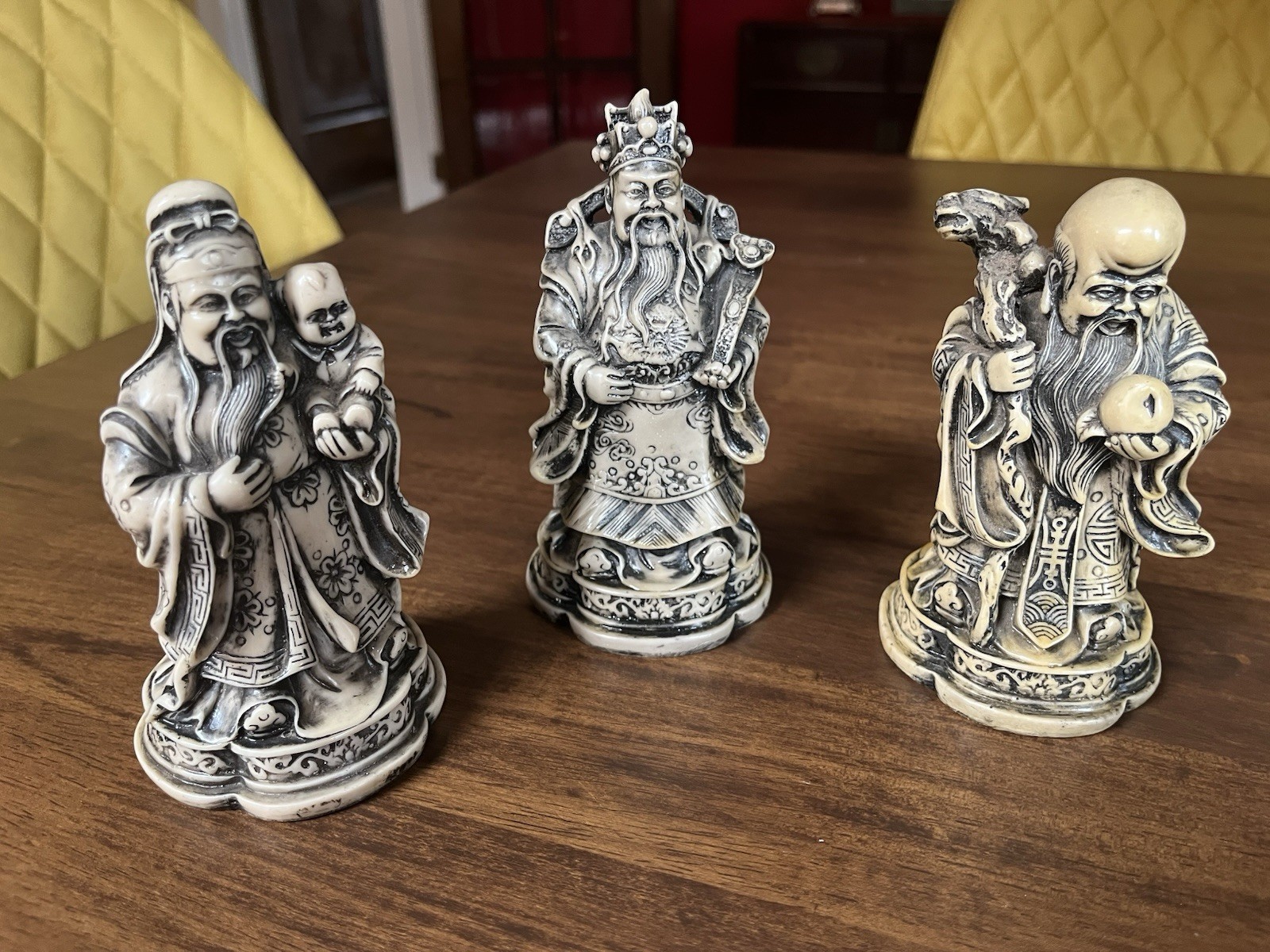 Gods the Sanxing Three Stars Fu Lu Shou Vintage Chinese Figurines 6.5-inch