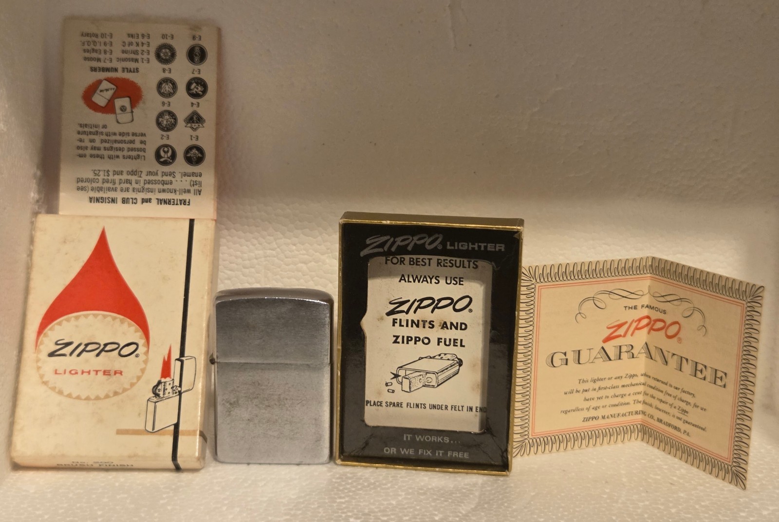 Vintage 1959 Zippo Lighter CIB Two Tone Gold Bottom Box 7 Dot Pat 2517191