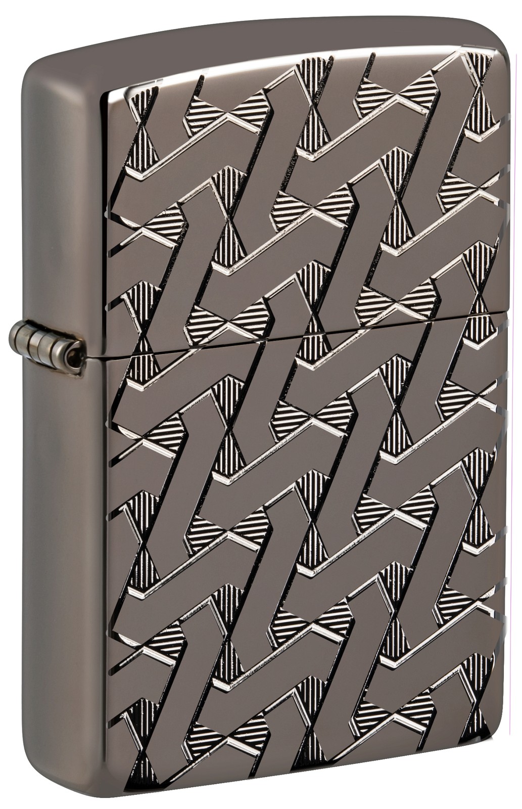Zippo Armor Geometric Weave Design Black Ice Windproof Pocket Lighter, 49173