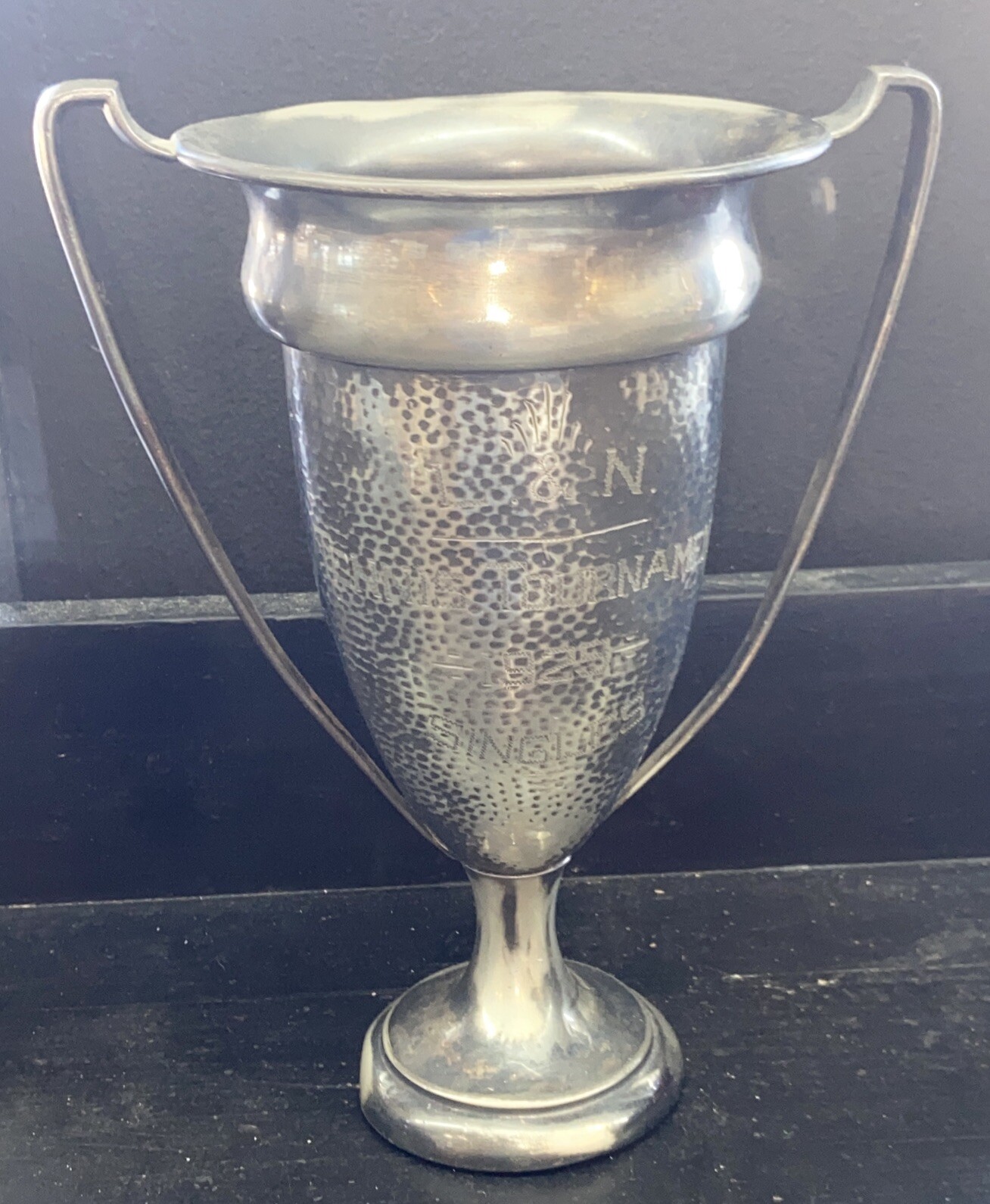 VTG Ultra Rare Trophy 1925 L&N Railroad, Tennis Singles Tournament Silver/Pewter