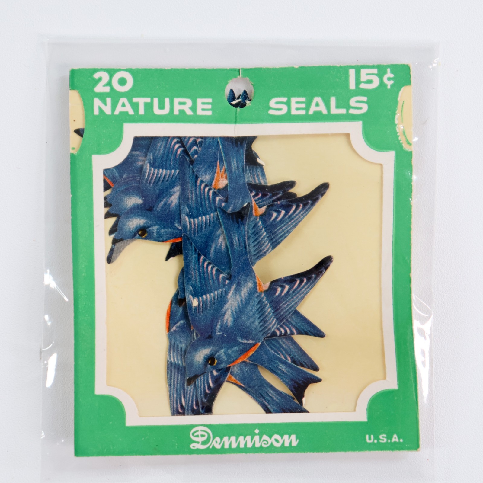 Vintage Dennison Nature Seals Bluebirds Swallows Birds Blue Bird Sealed Package Vintage Dennison Nature Seals Bluebirds Swallows Birds Blue Bird Sealed Package