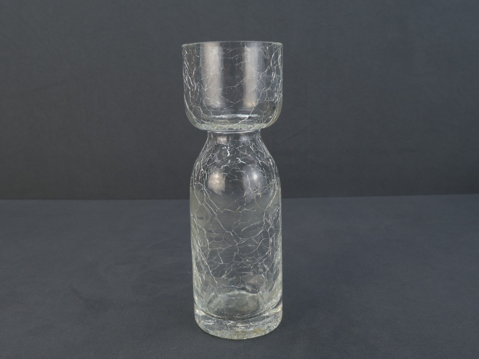 Vintage Clear Crackle Glass Propagation Bulb Forcing Vase Wide Mouth 6\