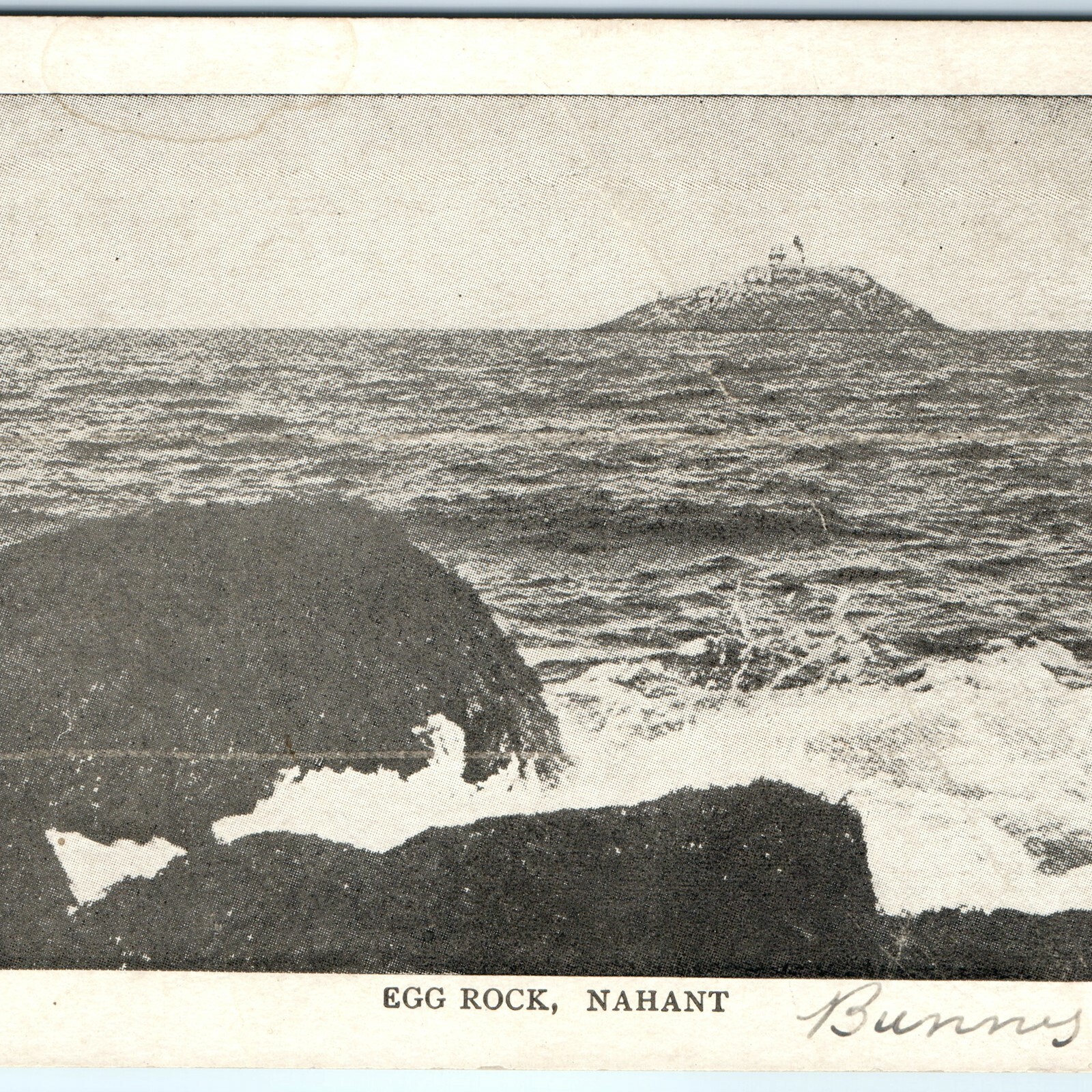 c1900s Nahant, Mass. Postcard Egg Rock Lighthouse Waves Ocean Sea UDB Litho