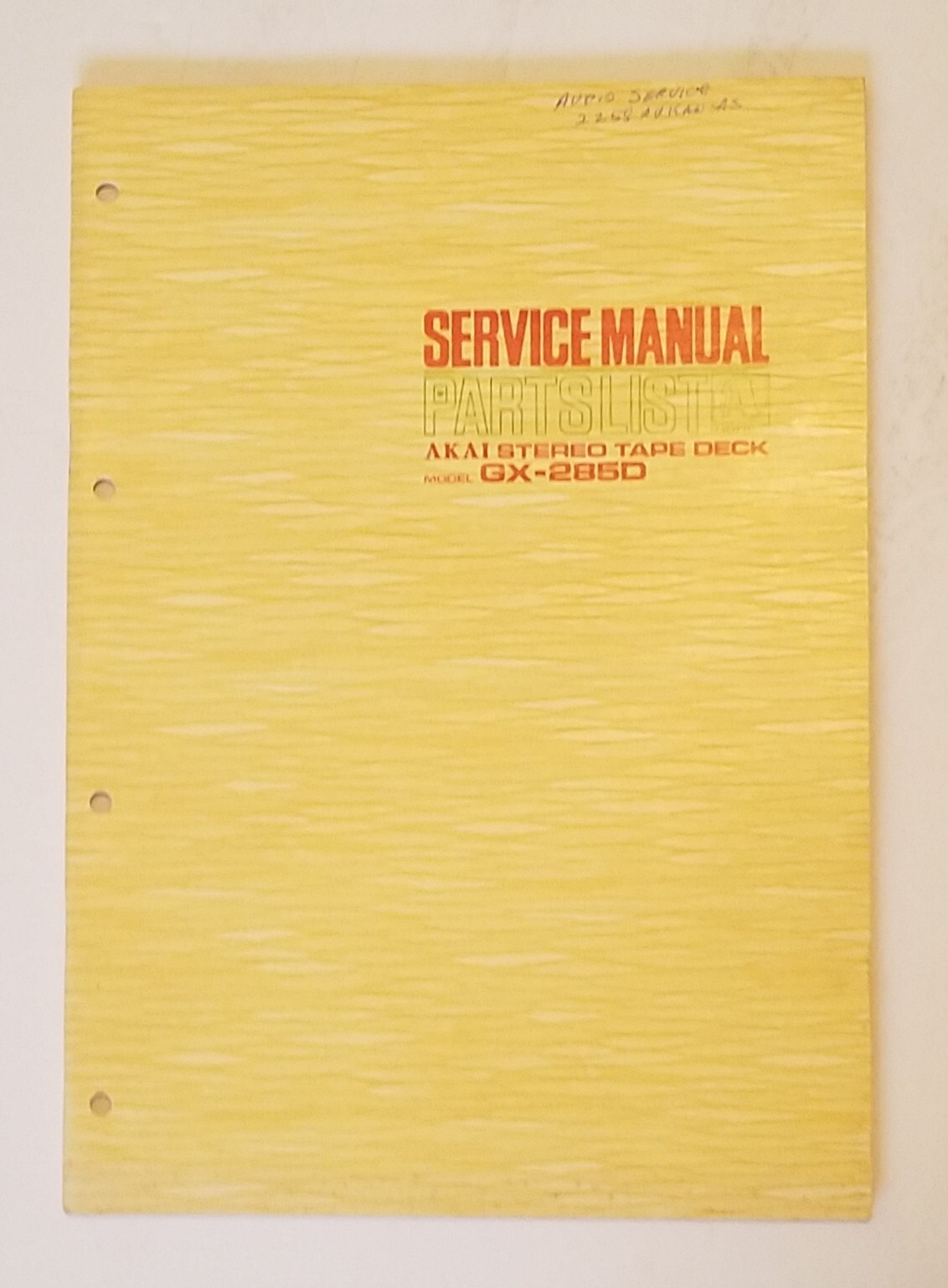 AKAI Model GX-285D Stereo Tape Deck, Service Manual & Parts List Japan.
