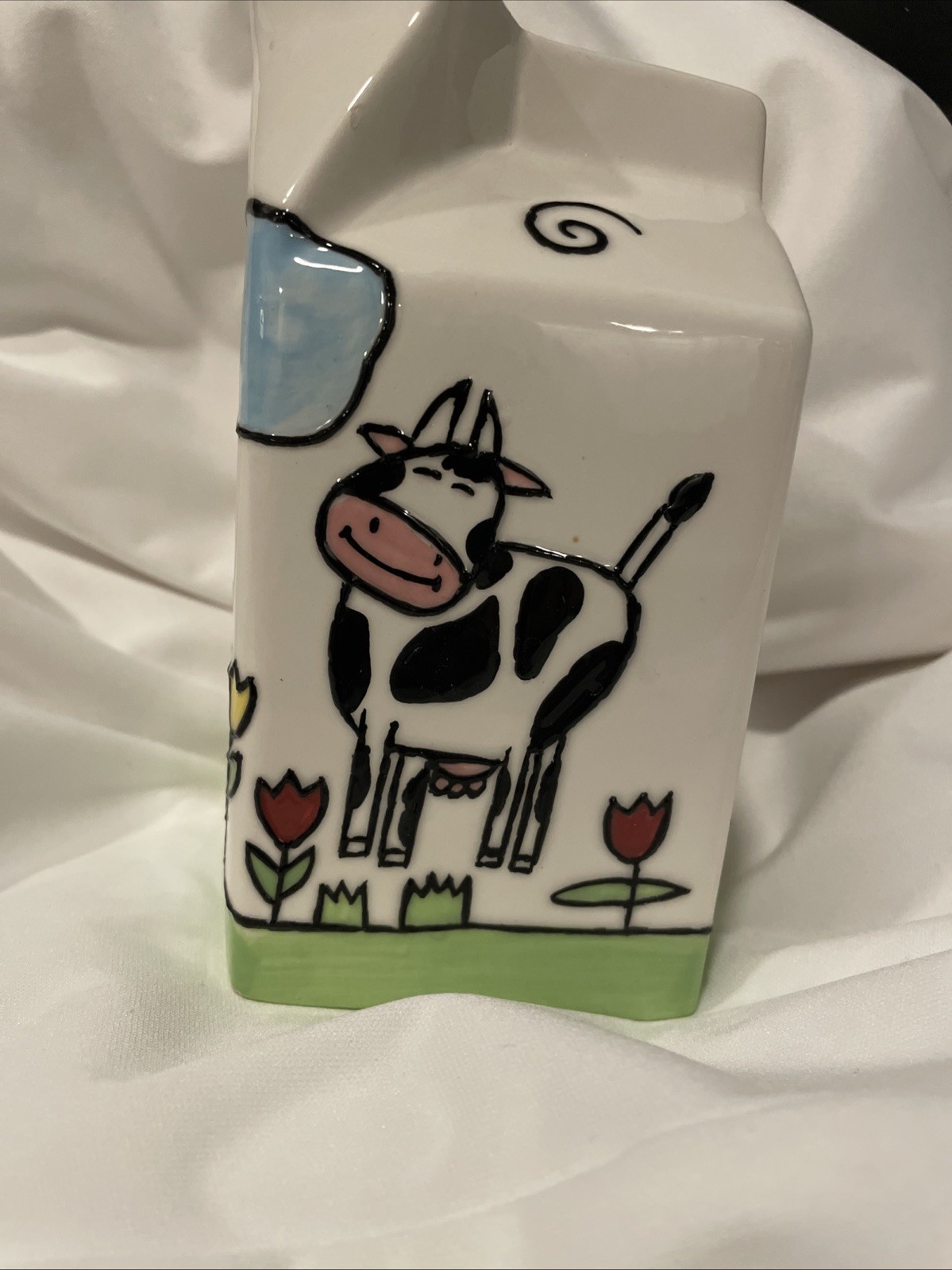 VTG Ganz Porcelain Cow Creamer Carton Shape Fresh Cream Decorative Collectible