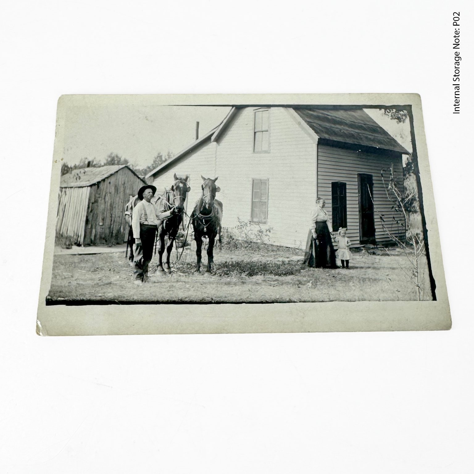 Vintage Real Photo Postcard RPPC Rural Family Wagon Horses House Farm Life