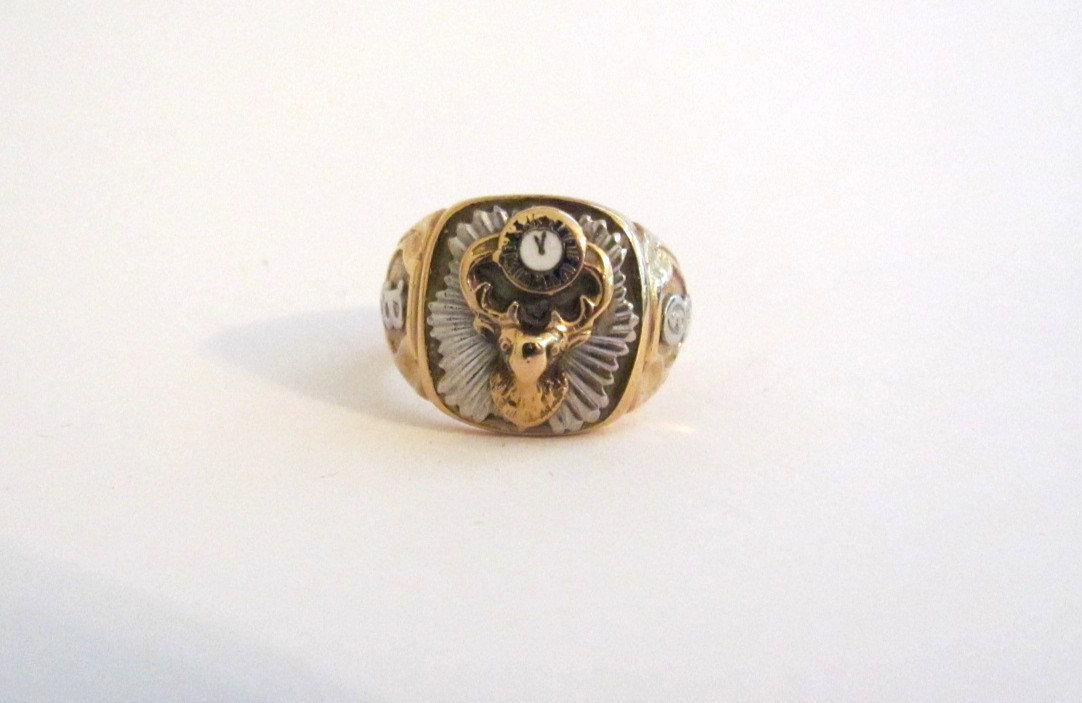 14k Gold Men's Elks Lodge 15.5 Gram BPOE Elks Fraternal Ring Size 10.5