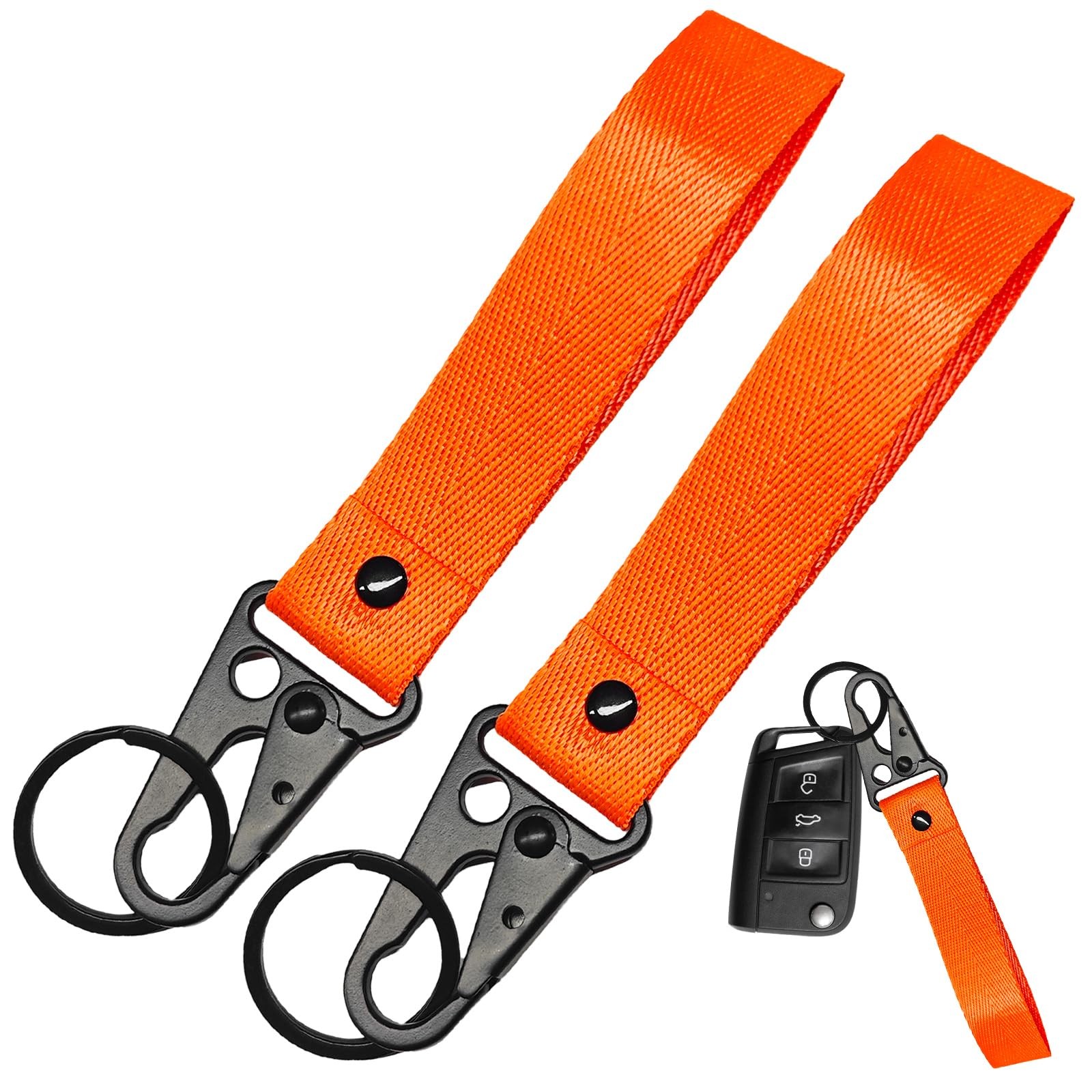 2 PCS Car Key Chain, Anti-Lost Fabric Keychain with Metal O-Ring, Multifunctiona