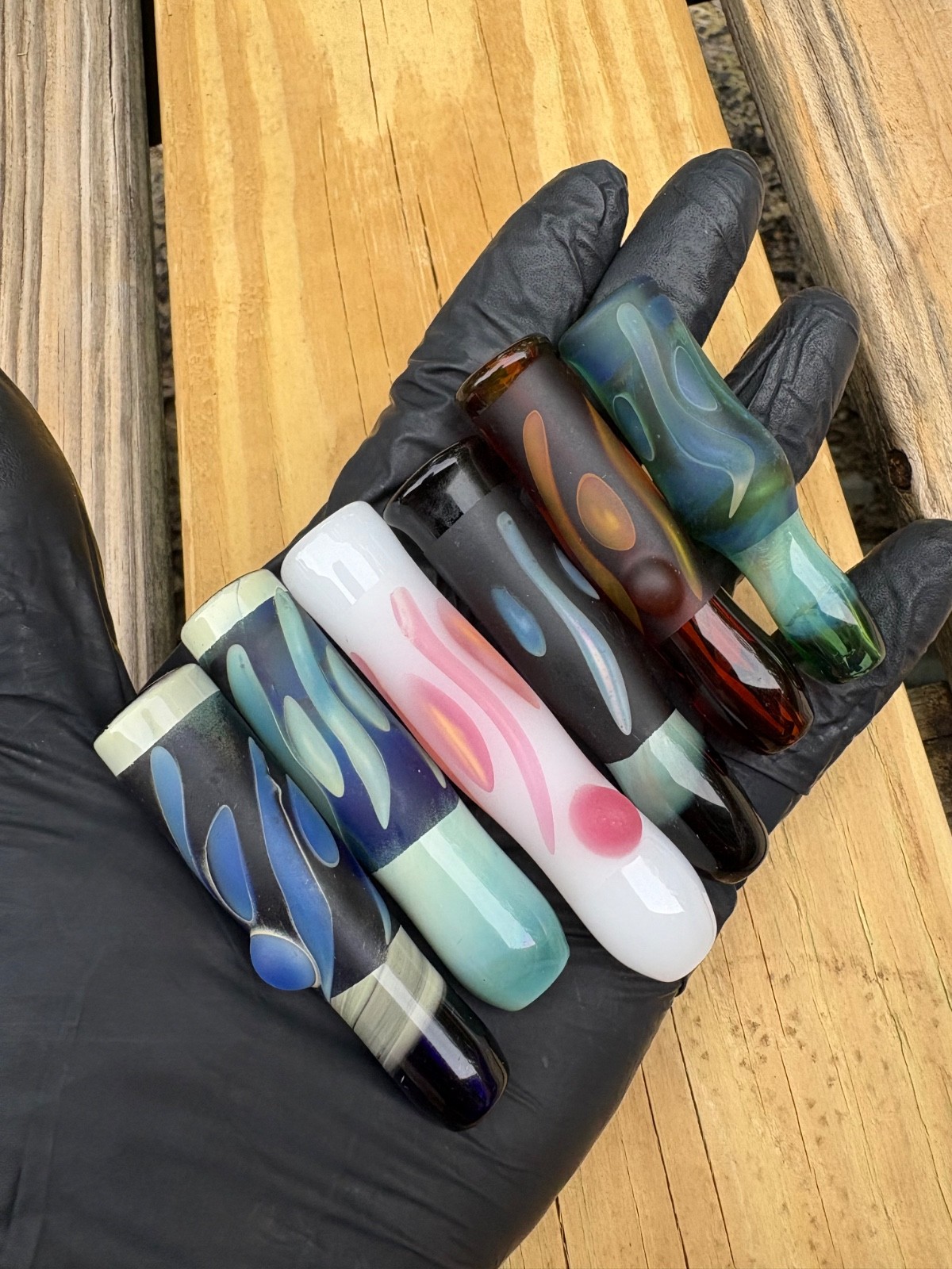 3.5” American Made Mostly Matte Fumed with gold and silver Chillim Bat Onie