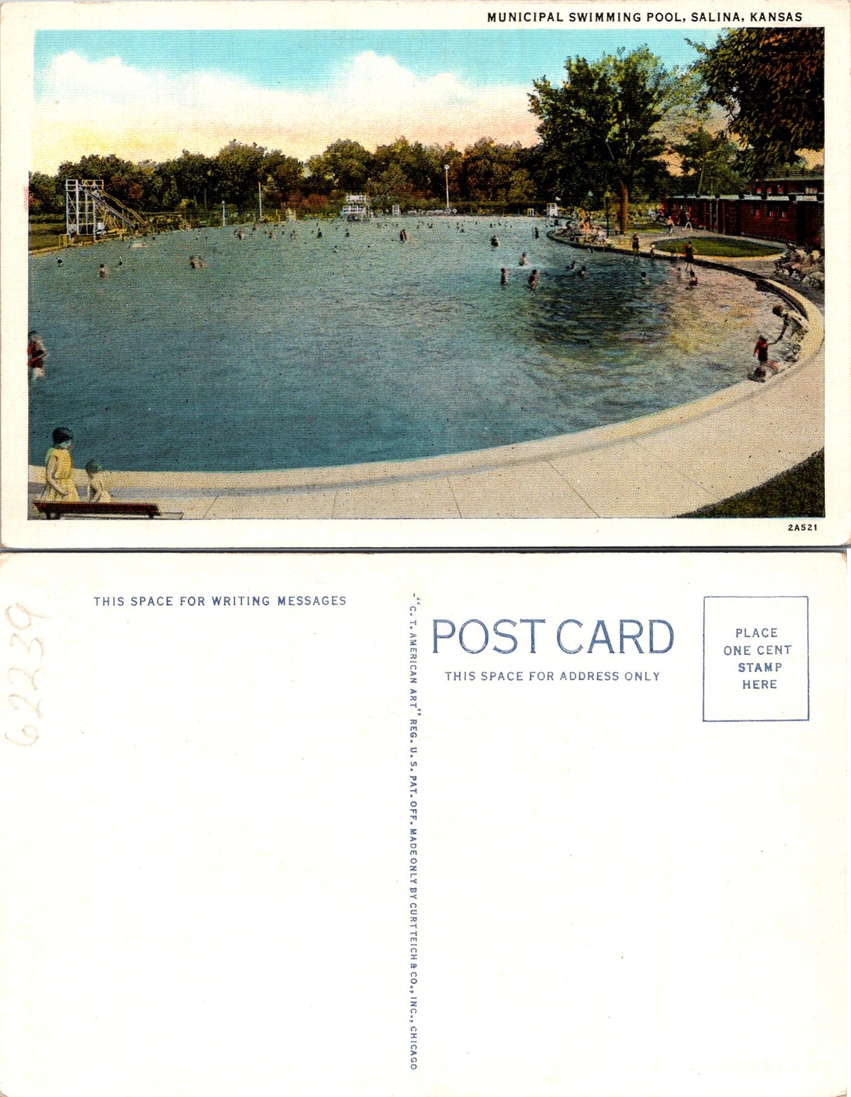 Salina KS Municipal Swimming Pool Postcard 62239