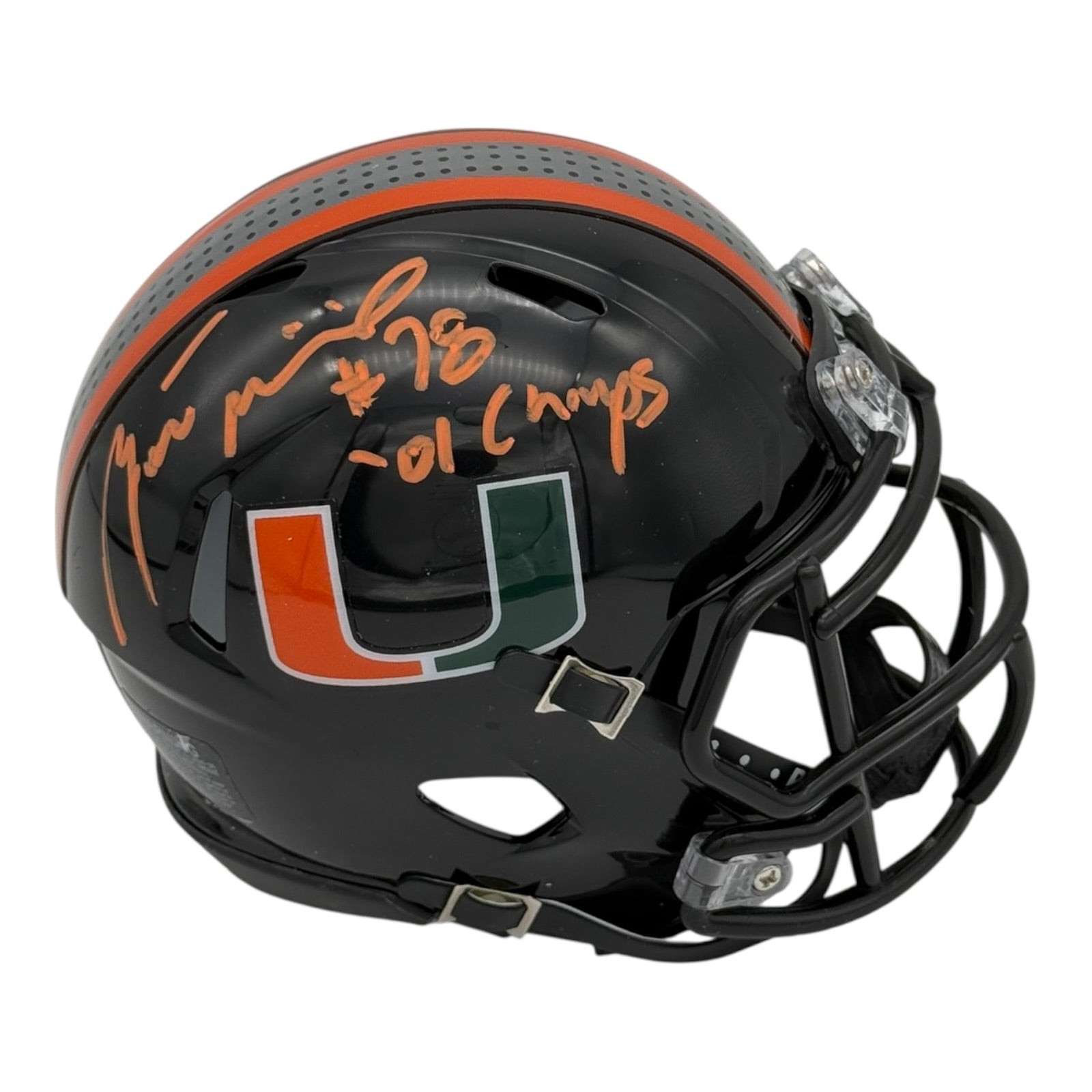 Bryant McKinnie Autographed Miami Hurricanes (Black Nights) Mini Helmet w/ \ Bryant McKinnie Autographed Miami Hurricanes (Black Nights) Mini Helmet w/ \