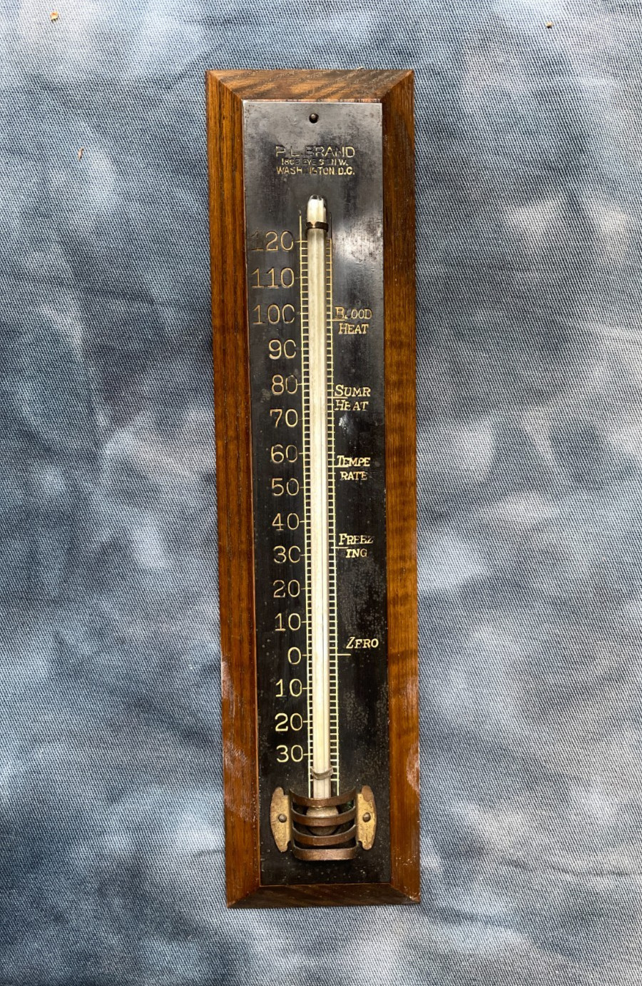 Vintage Advertising Thermometer Blood Heat Washington DC Eye St. P.L. Brand