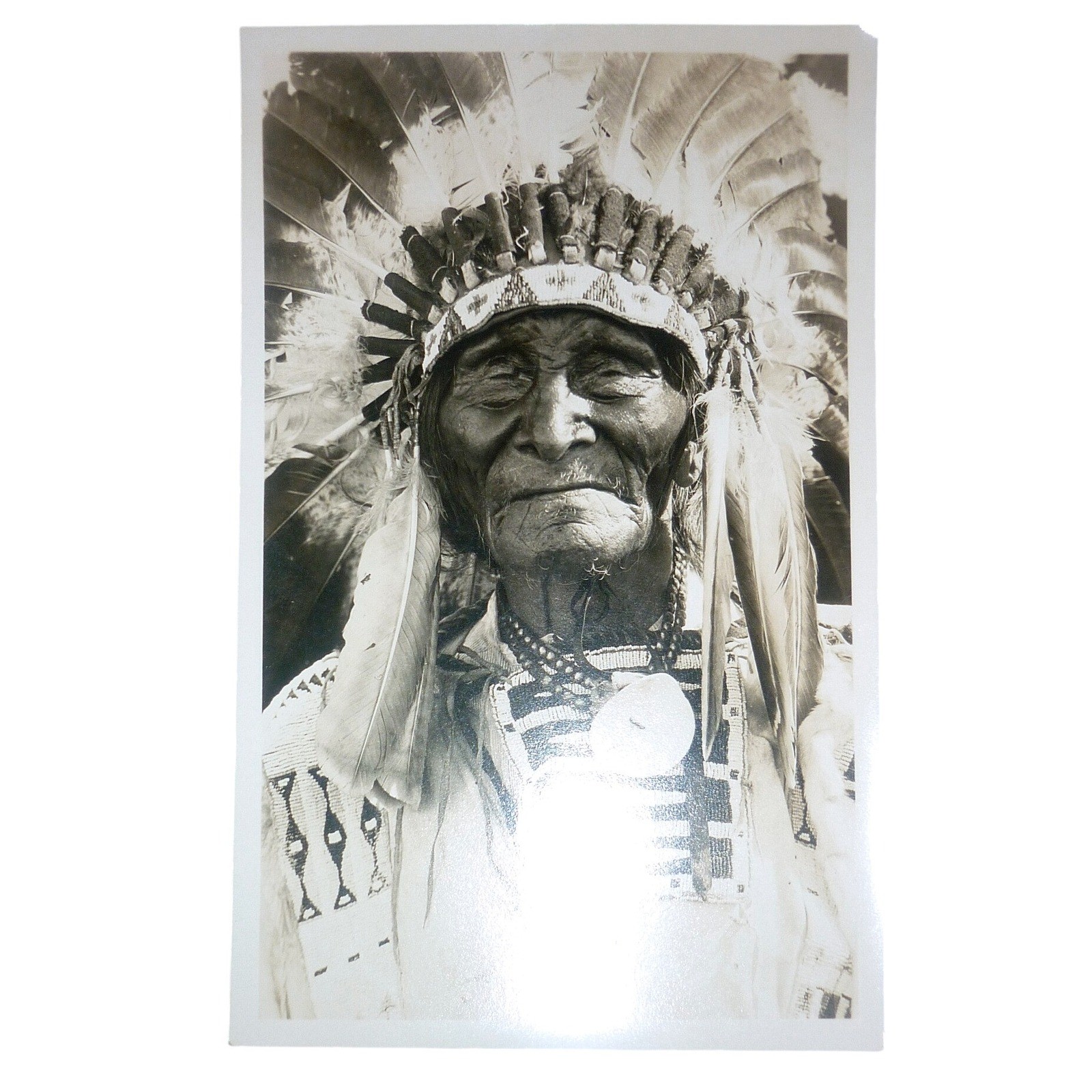 1928 Black Hills SD Chief No Flesh Native American RPPC