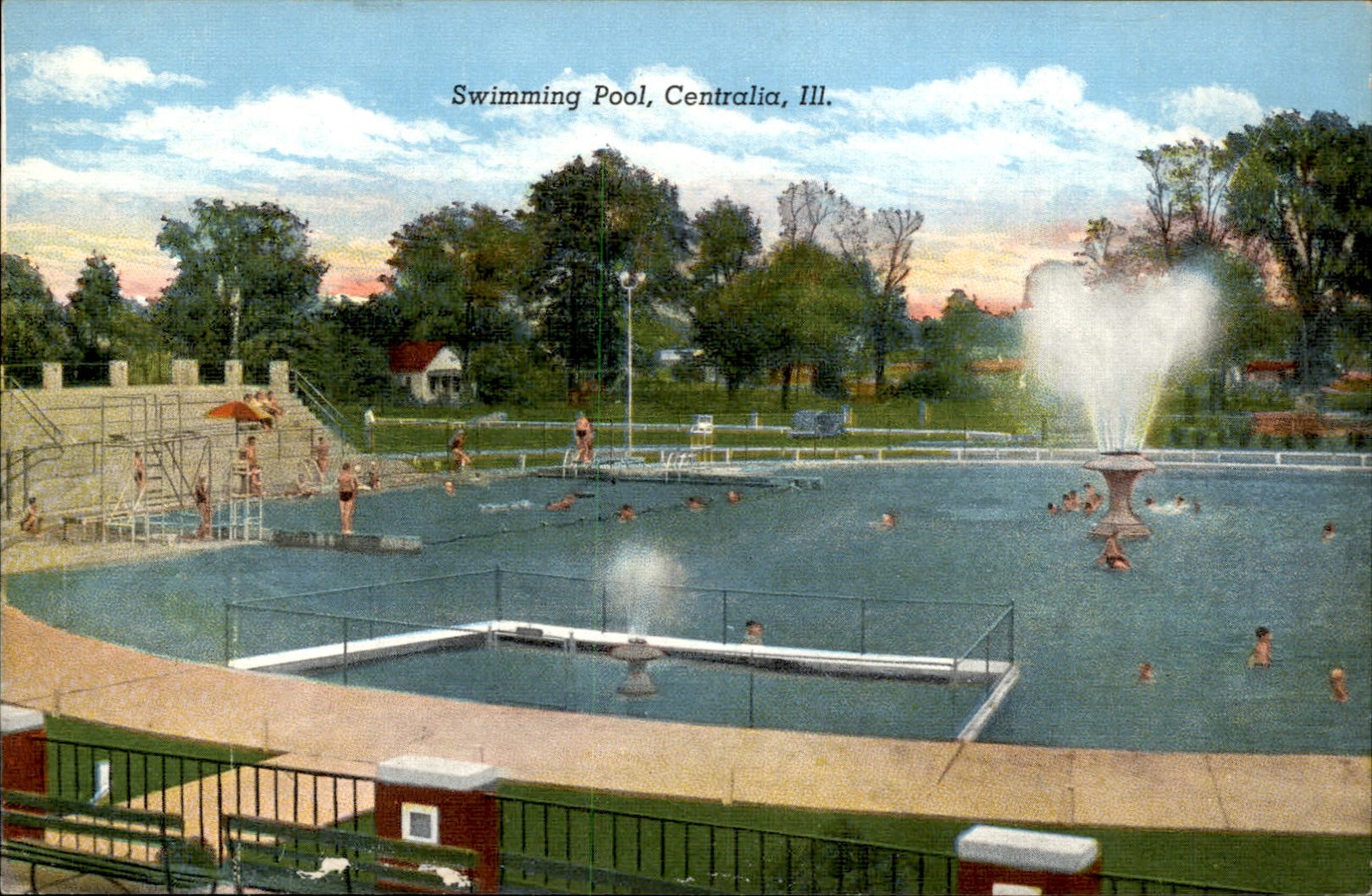 Centralia IL Illinois Swimming Pool c1930-50s Vintage Postcard Centralia IL Illinois Swimming Pool c1930-50s Vintage Postcard